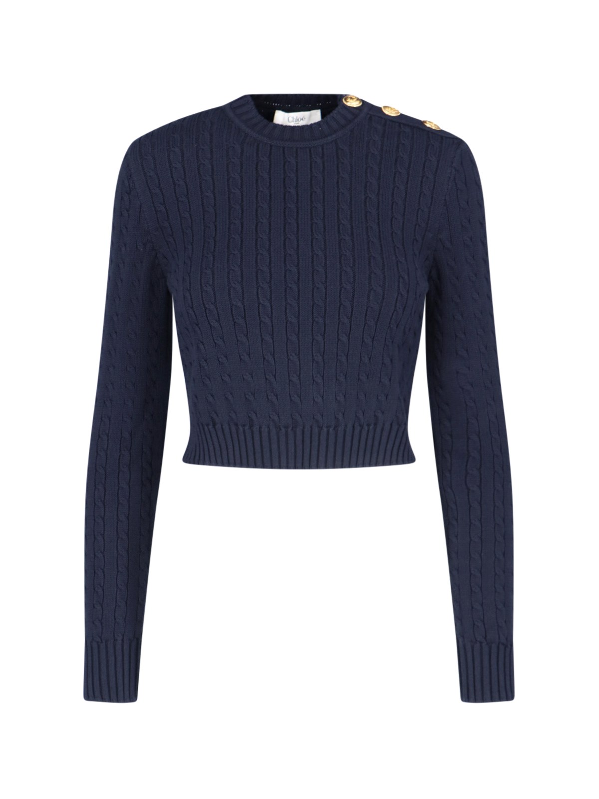 Shop Chloé Cropped Sweater With Buttons In Blue