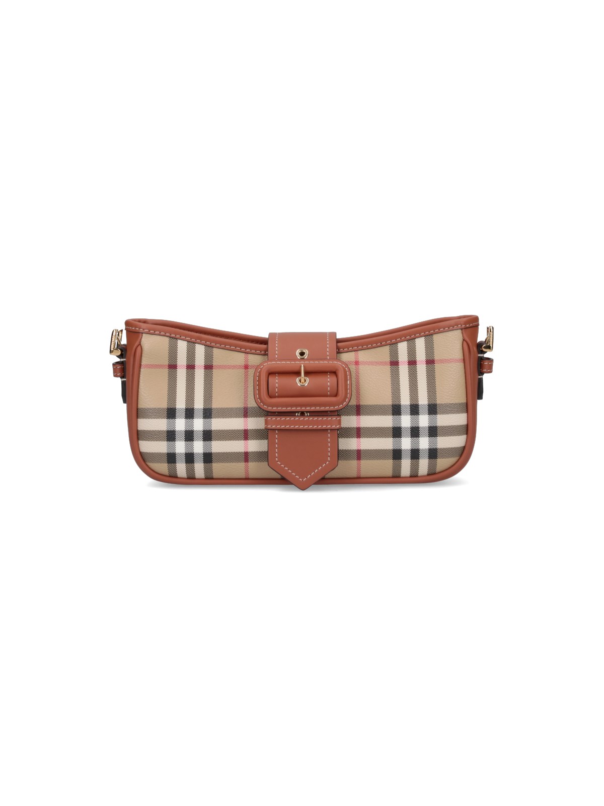 Shop Burberry 'check' Shoulder Bag In Brown
