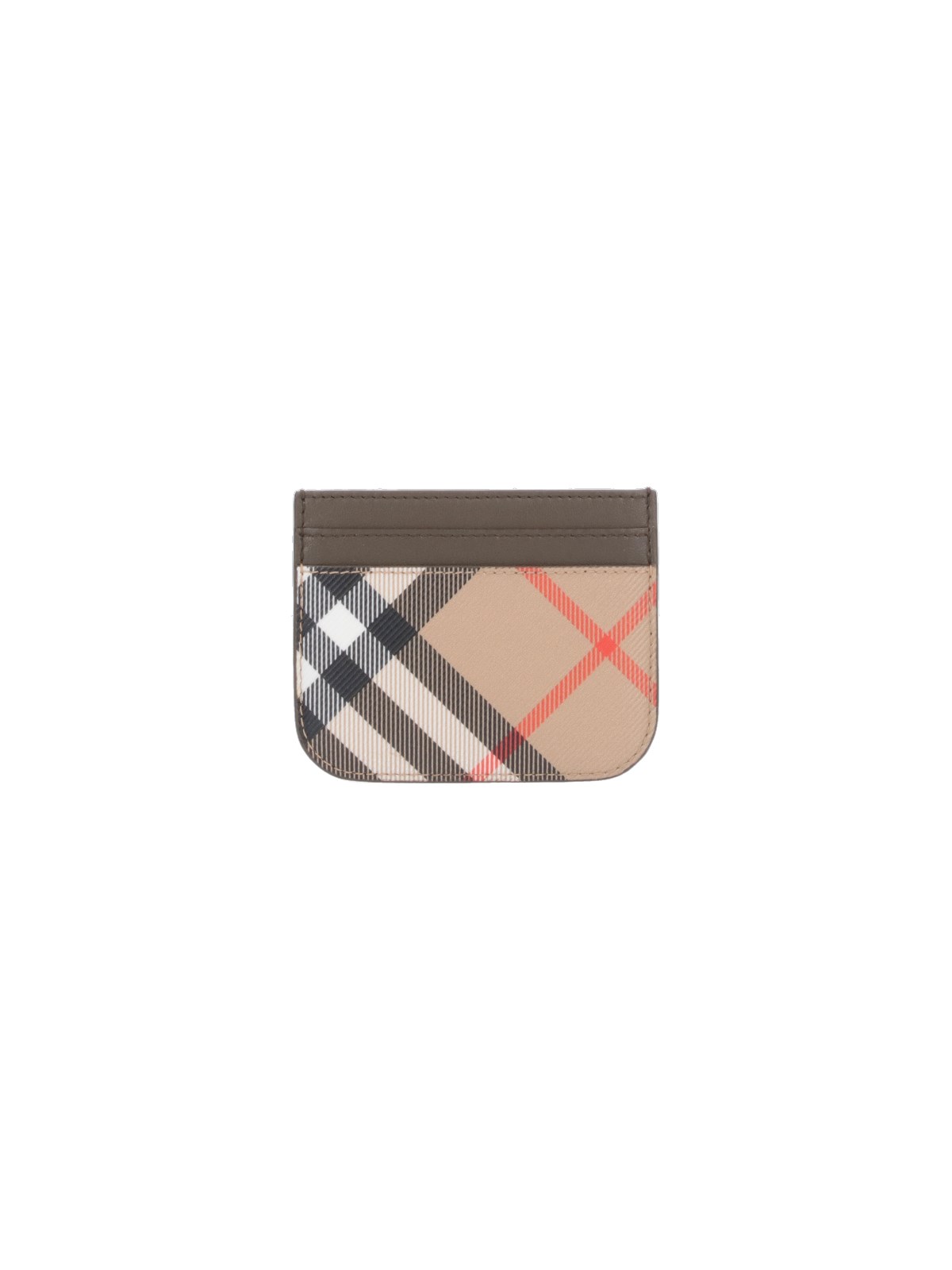 Shop Burberry "check" Card Holder In Beige