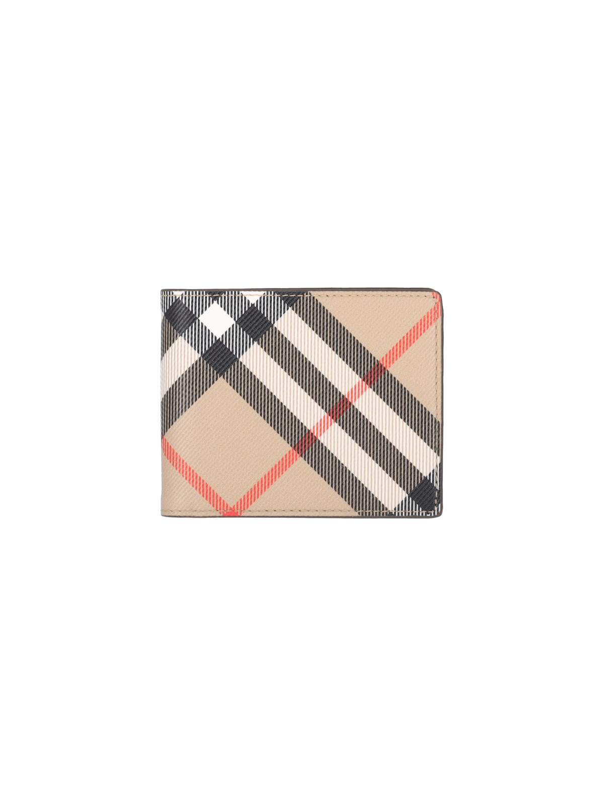 Shop Burberry "check" Bifold Wallet In Beige