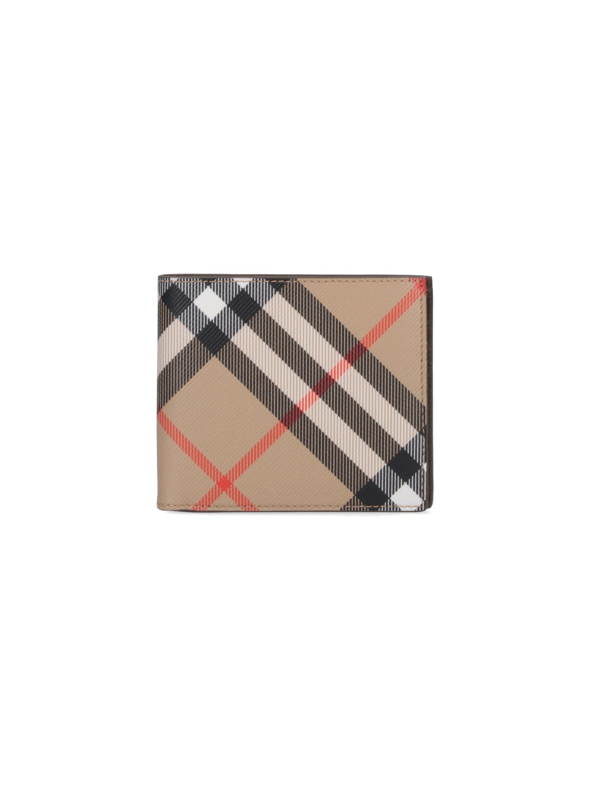 Shop Burberry 'check' Bi-fold Wallet In Beige