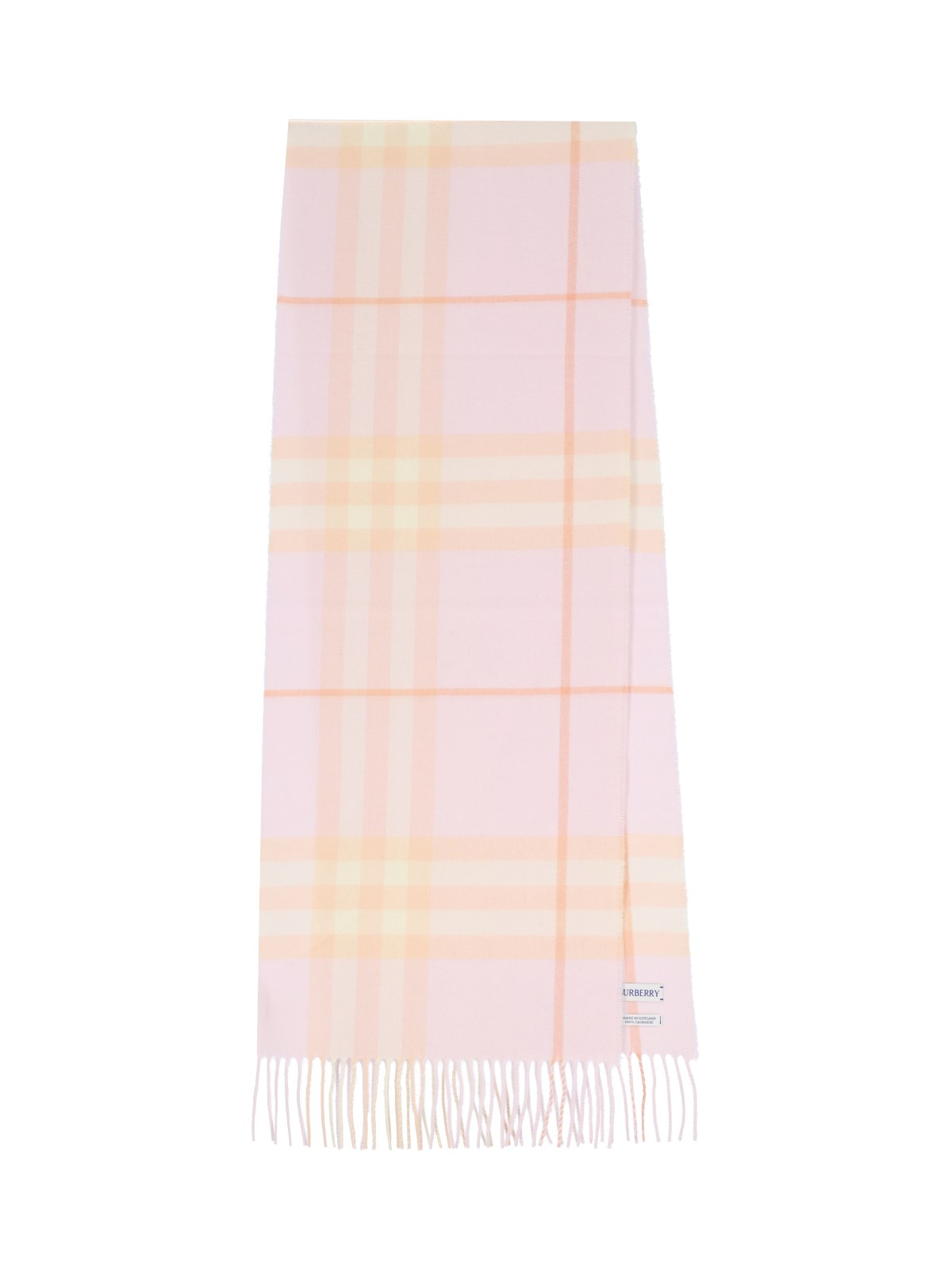 Shop Burberry 'check' Knit Scarf In Pink