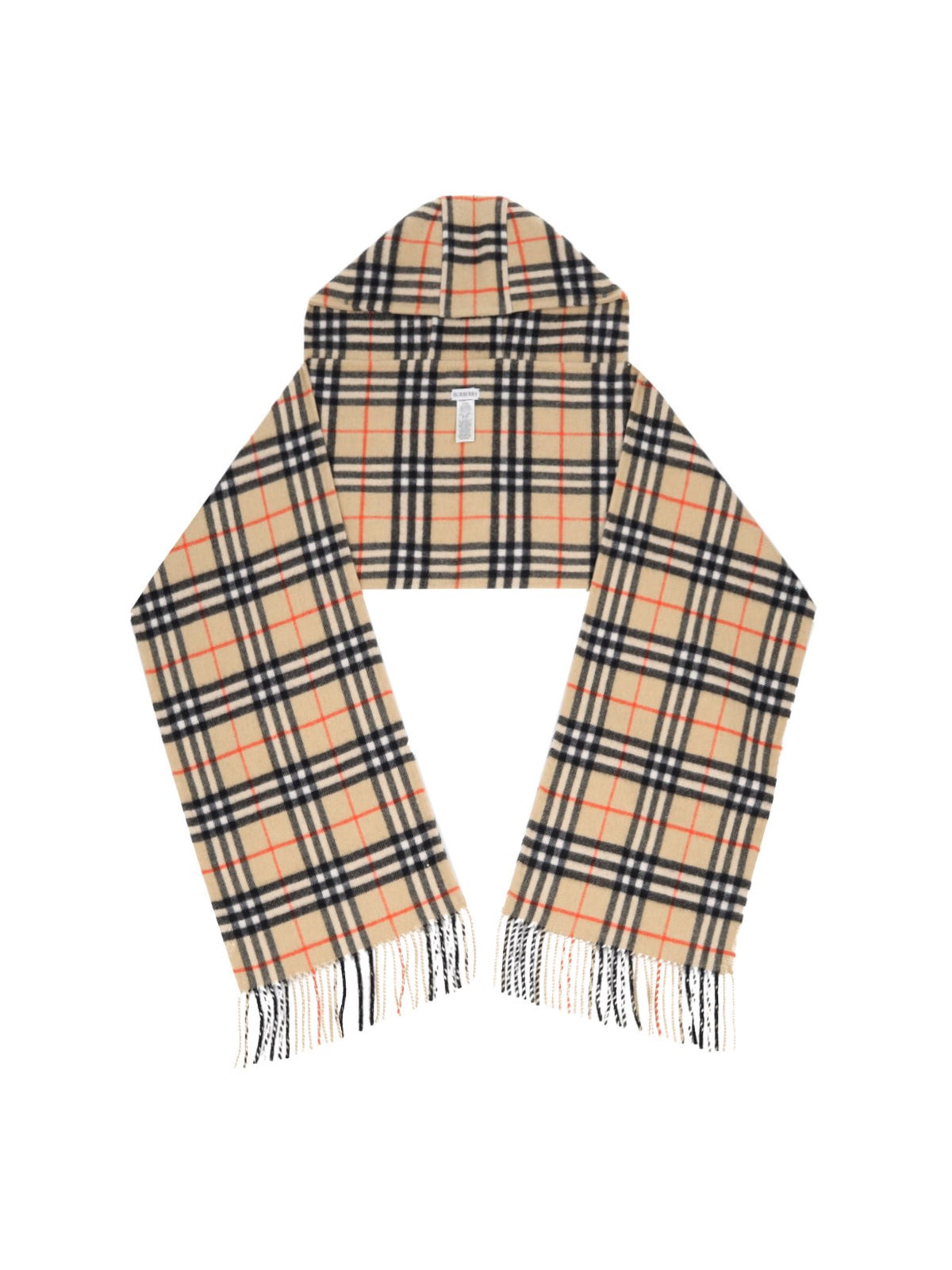 Shop Burberry "check" Hood Scarf In Beige