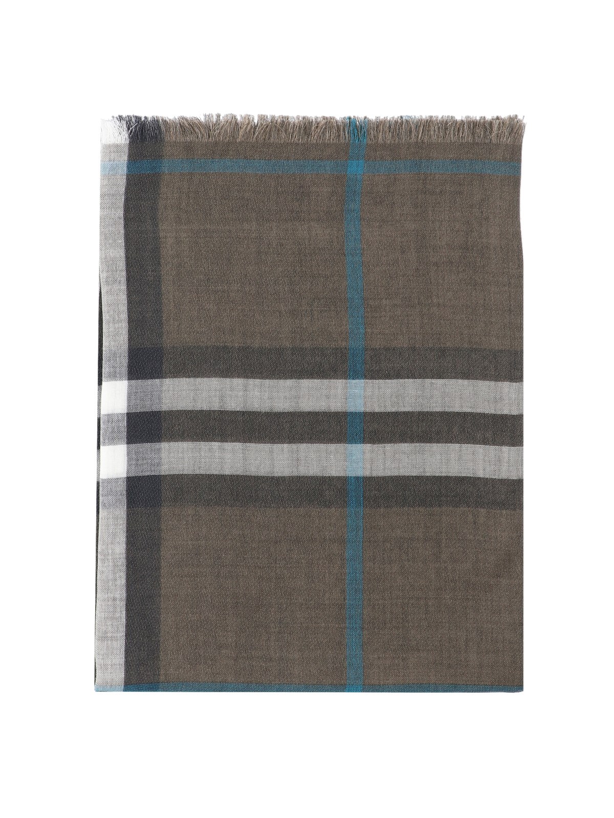 Shop Burberry 'check' Wool And Silk Reversible Scarf In Green