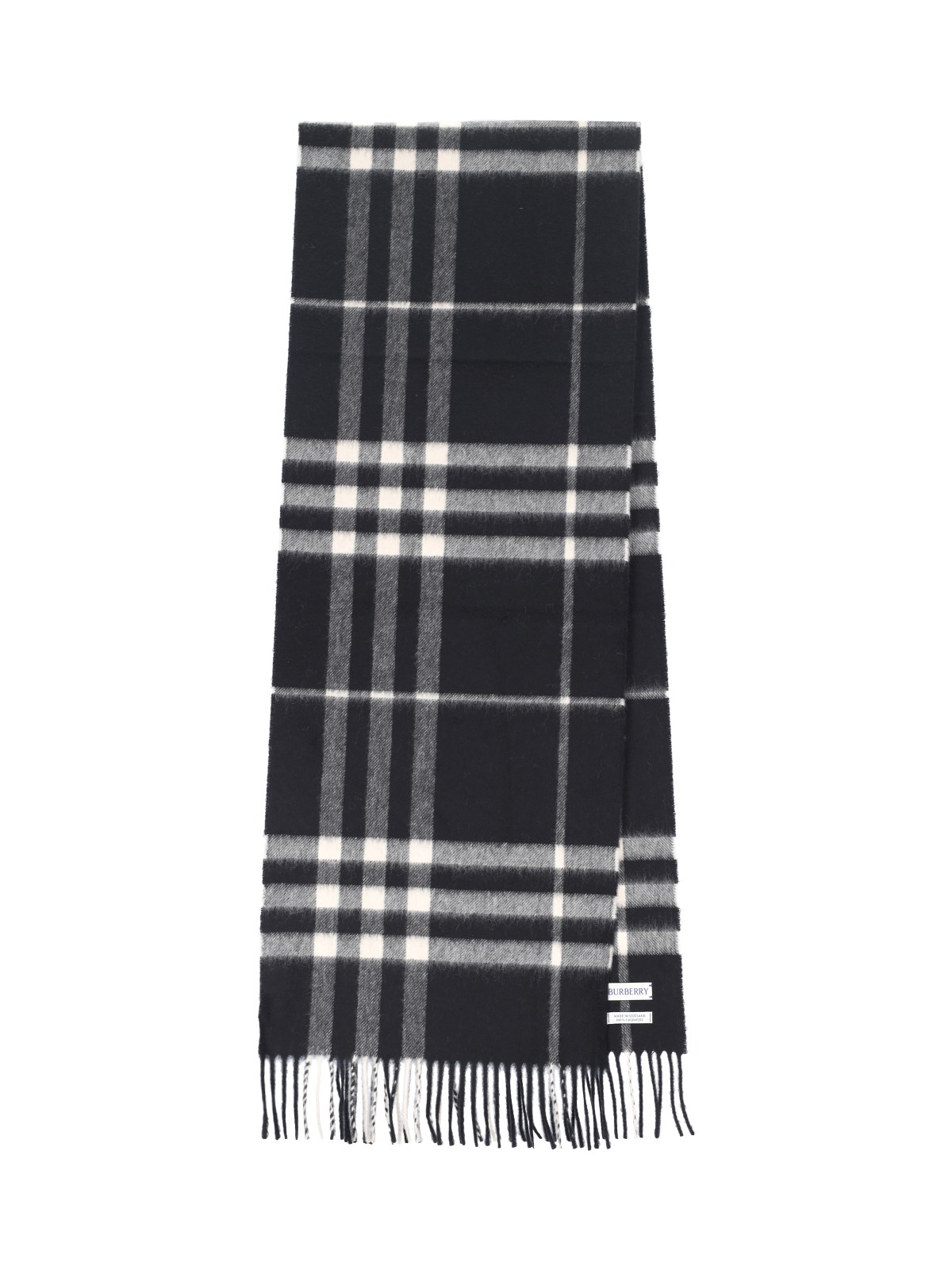 Shop Burberry 'check' Scarf In Black  