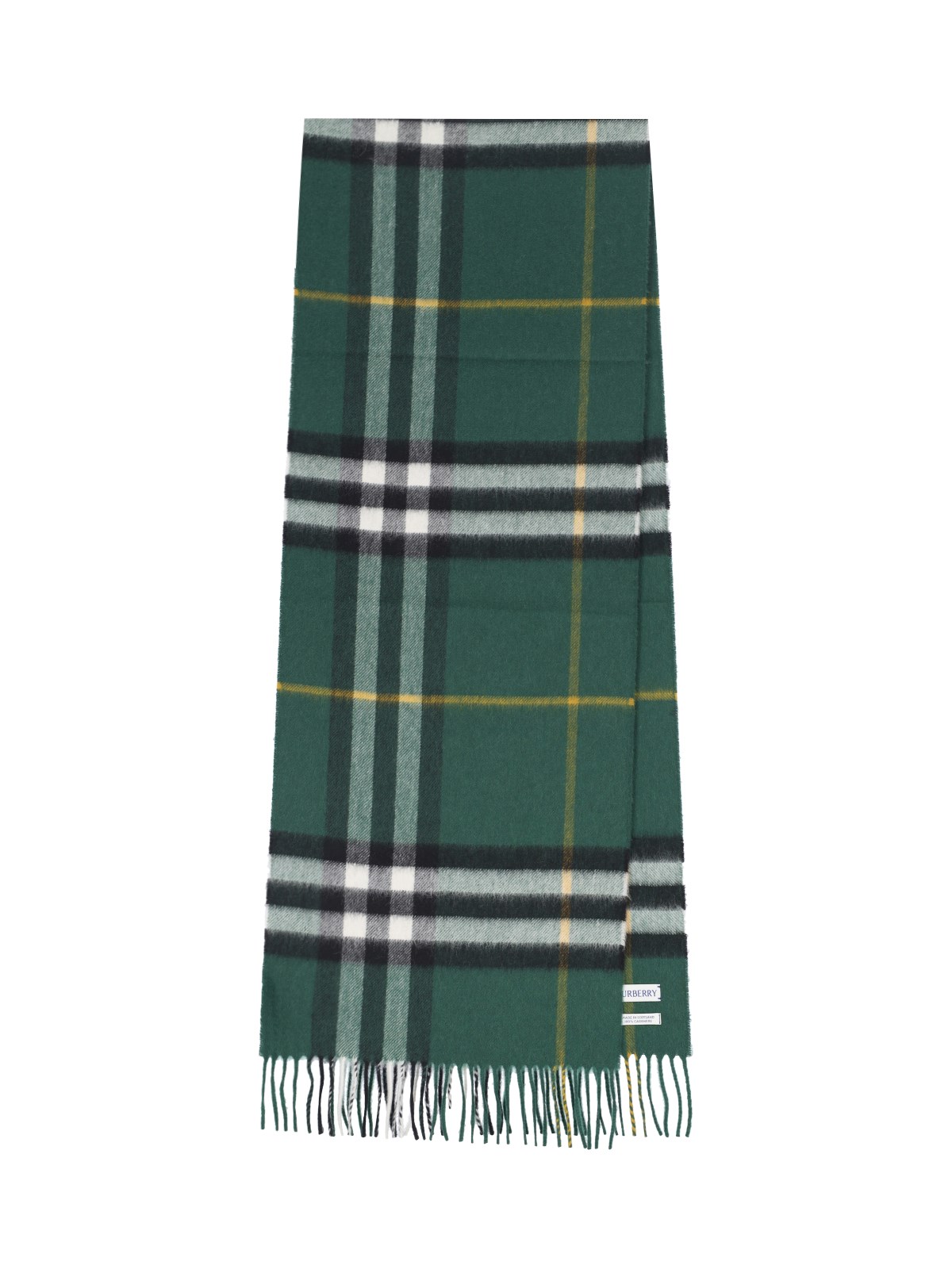 Shop Burberry 'check' Scarf In Green