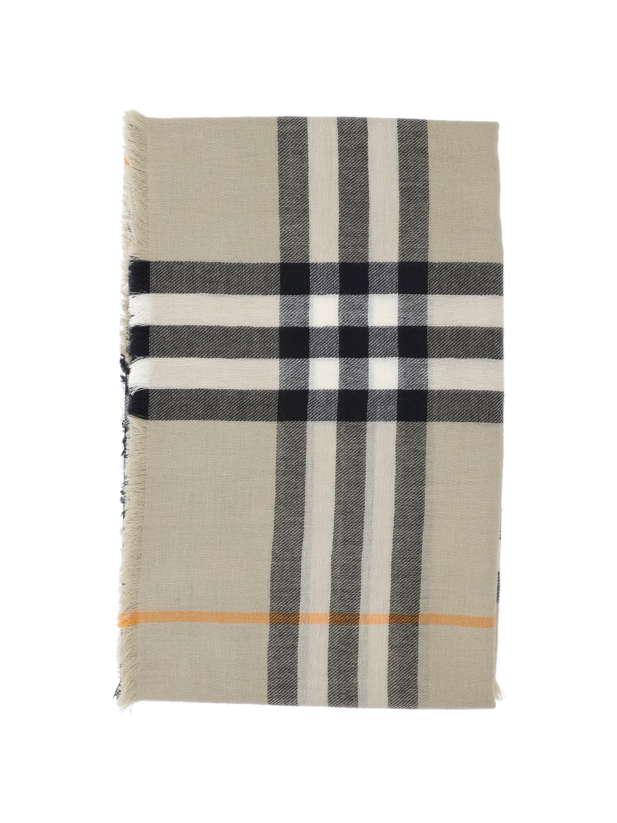 Shop Burberry 'check' Wool Scarf In Green