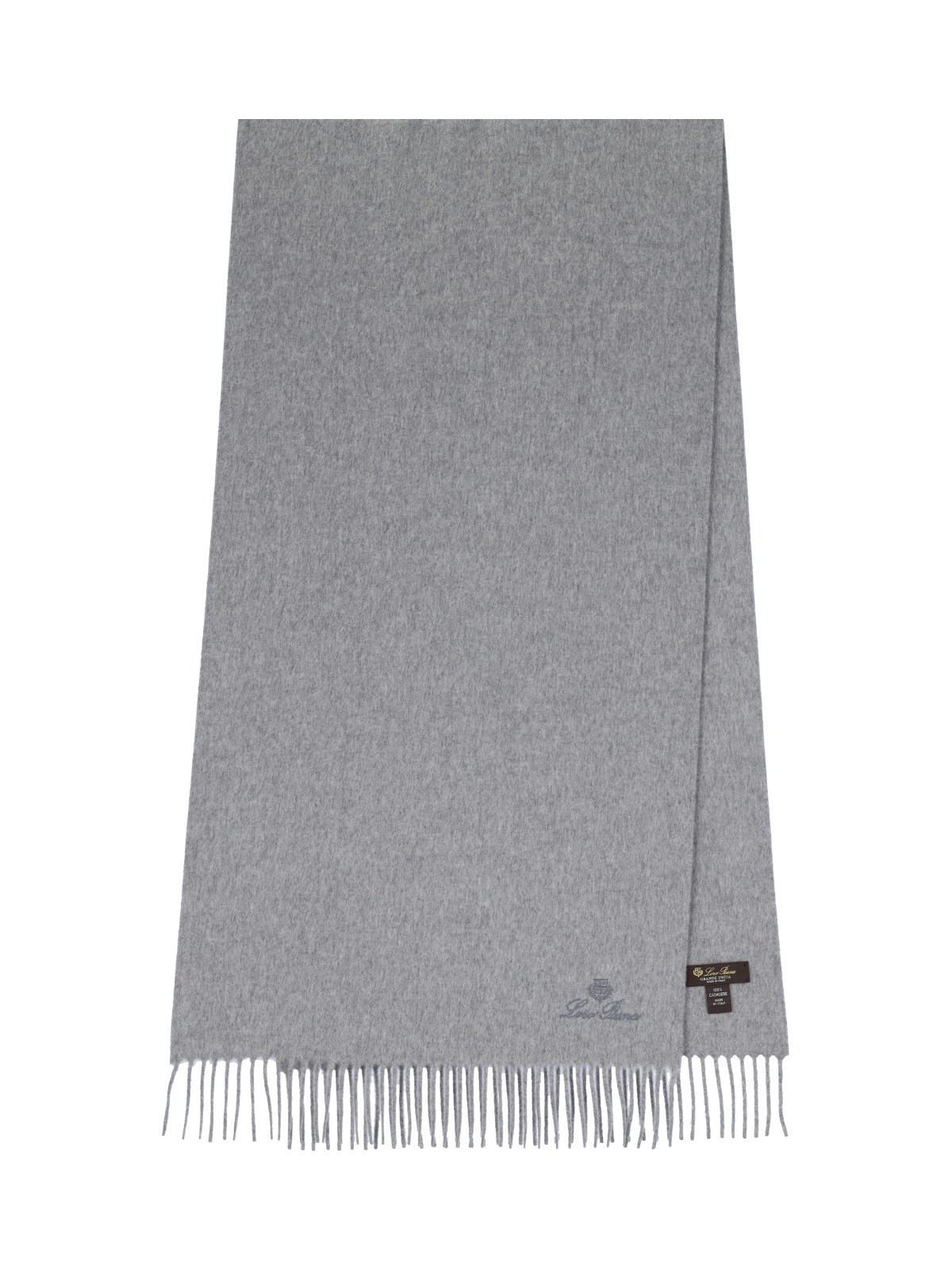 Shop Loro Piana Large Logo Cashmere Scarf In Gray