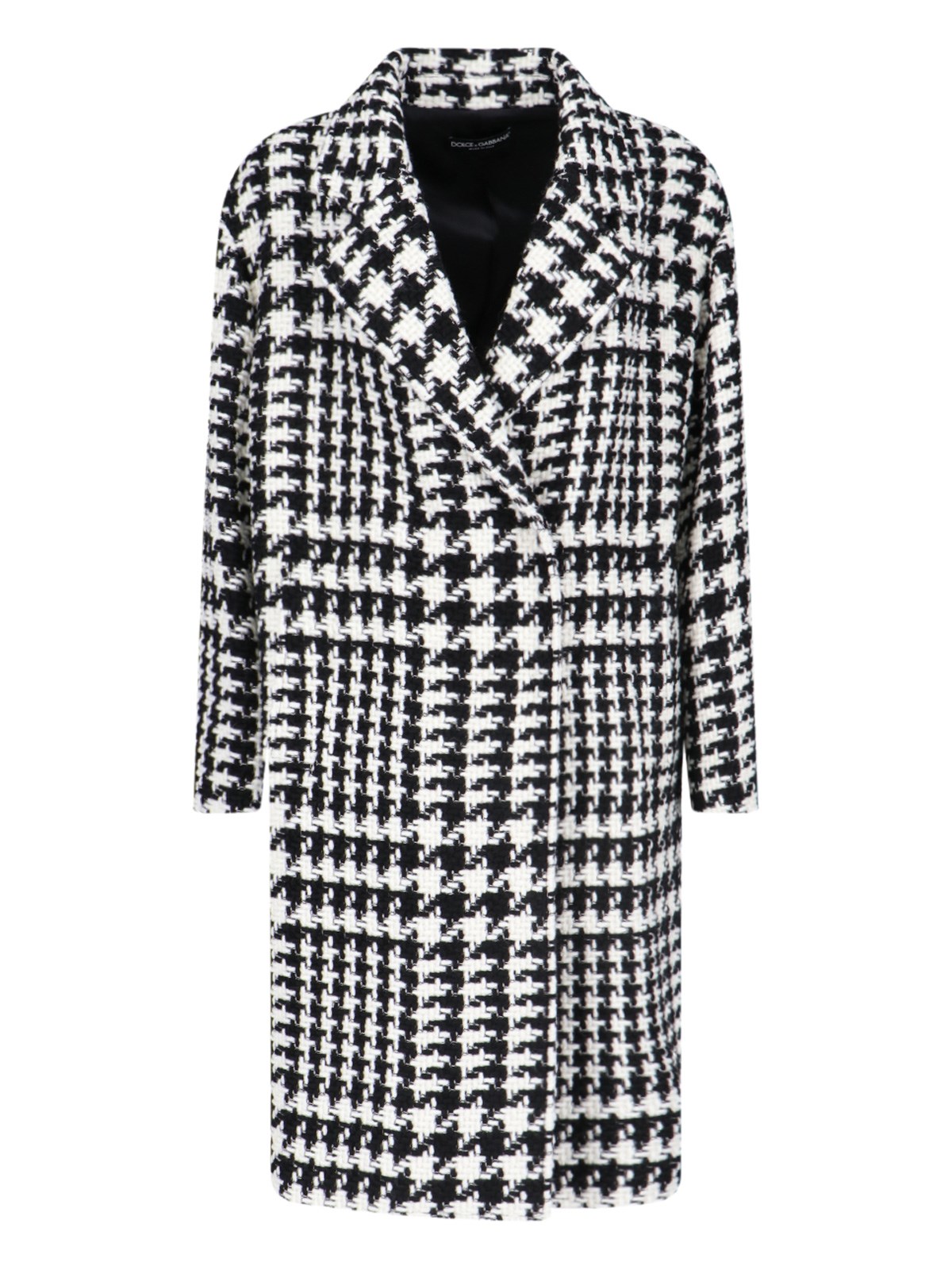 Shop Dolce & Gabbana Pied De Poule Midi Coat In White