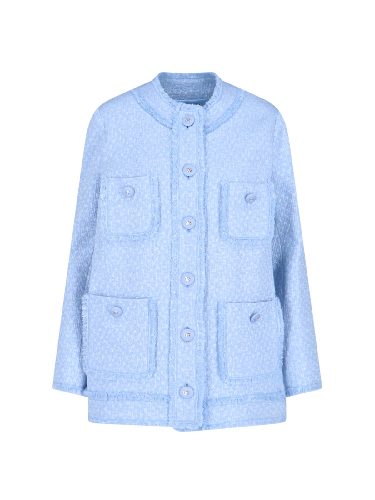 Shop Dolce & Gabbana 'rachel' Multipocket Jacket In Light Blue