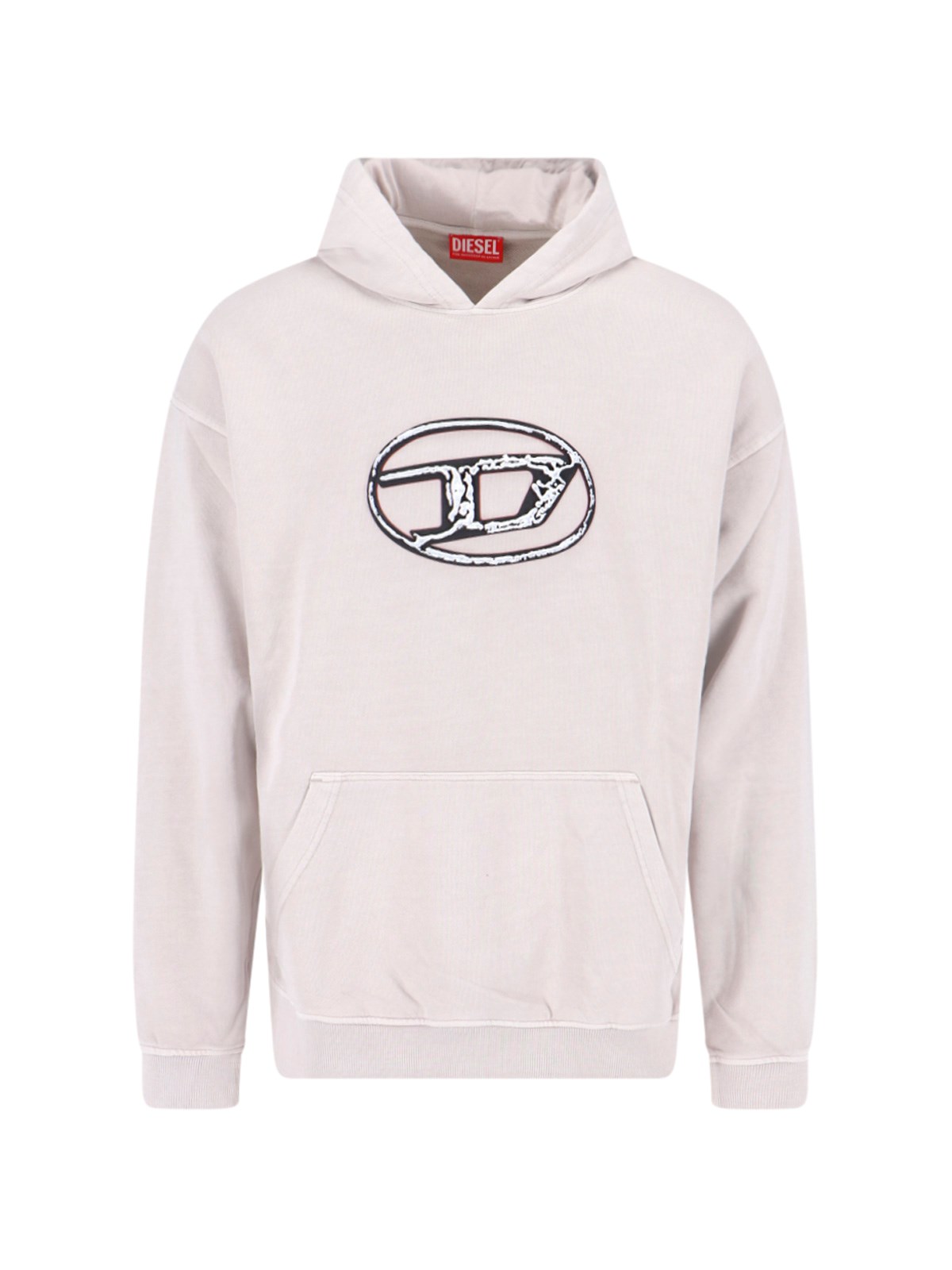 Shop Diesel "s-boxt-hood-q7" Logo Hoodie In Taupe