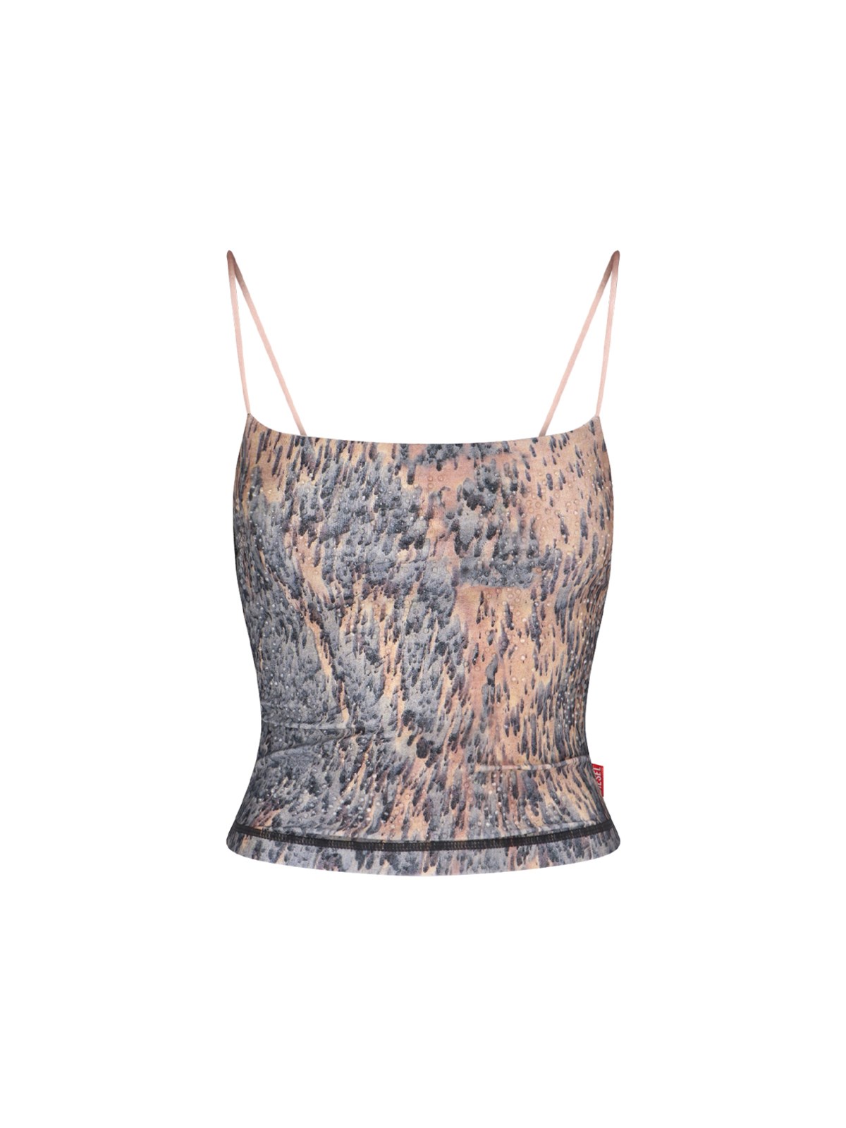Diesel Rain-camo Nylon Camisole With Crystals In Multi