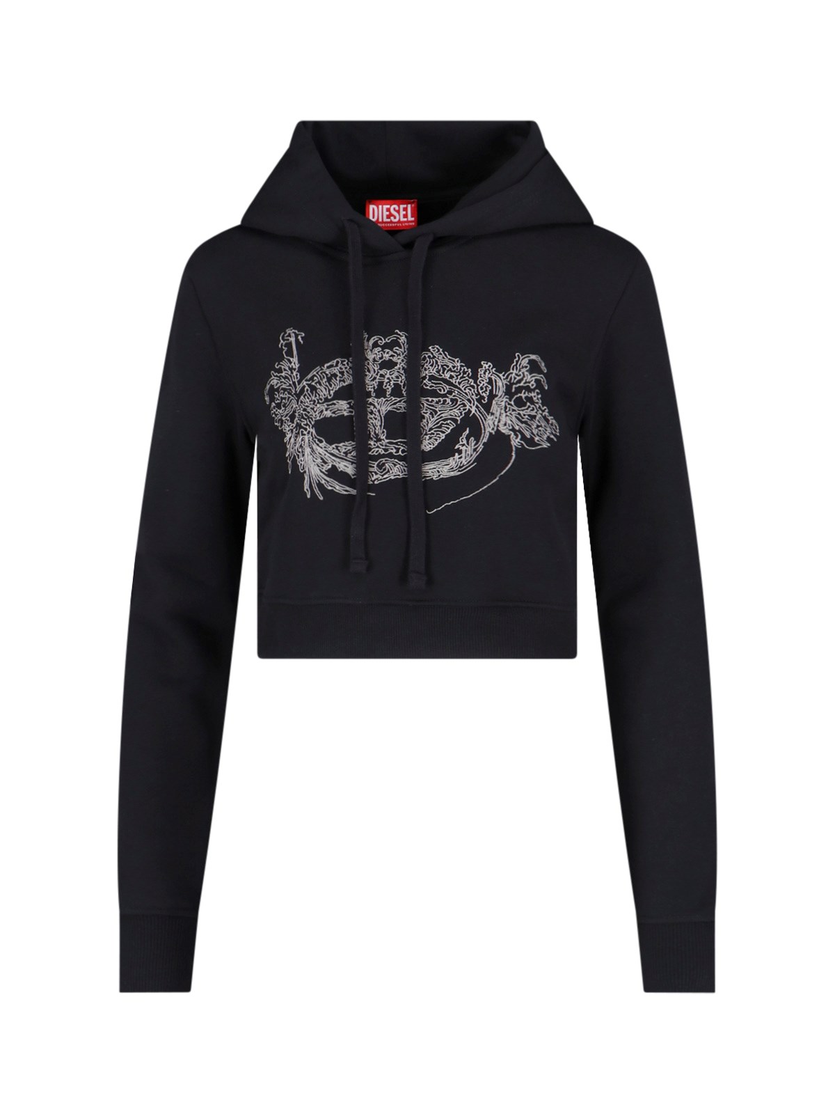 Shop Diesel "f-slimmy-hood-p9" Cropped Hoodie In Black  