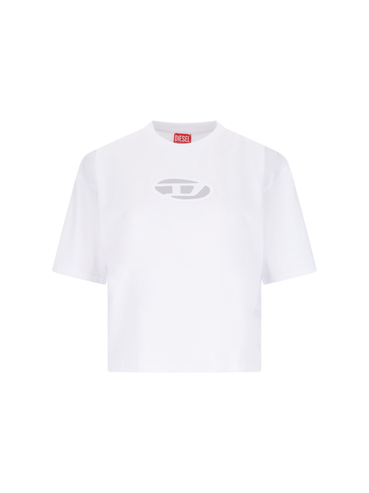 Shop Diesel 't-buxt-crop-od' Crop T-shirt In White