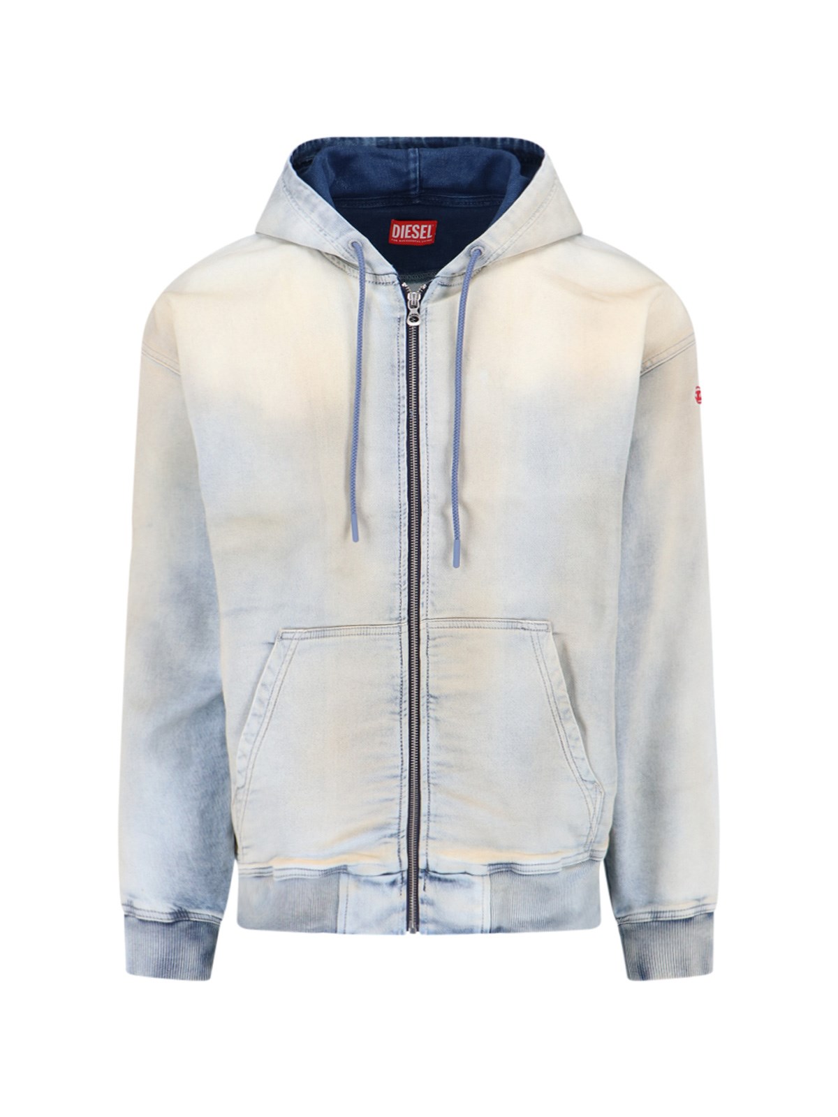 Shop Diesel 'track' Zip Sweatshirt In Light Blue