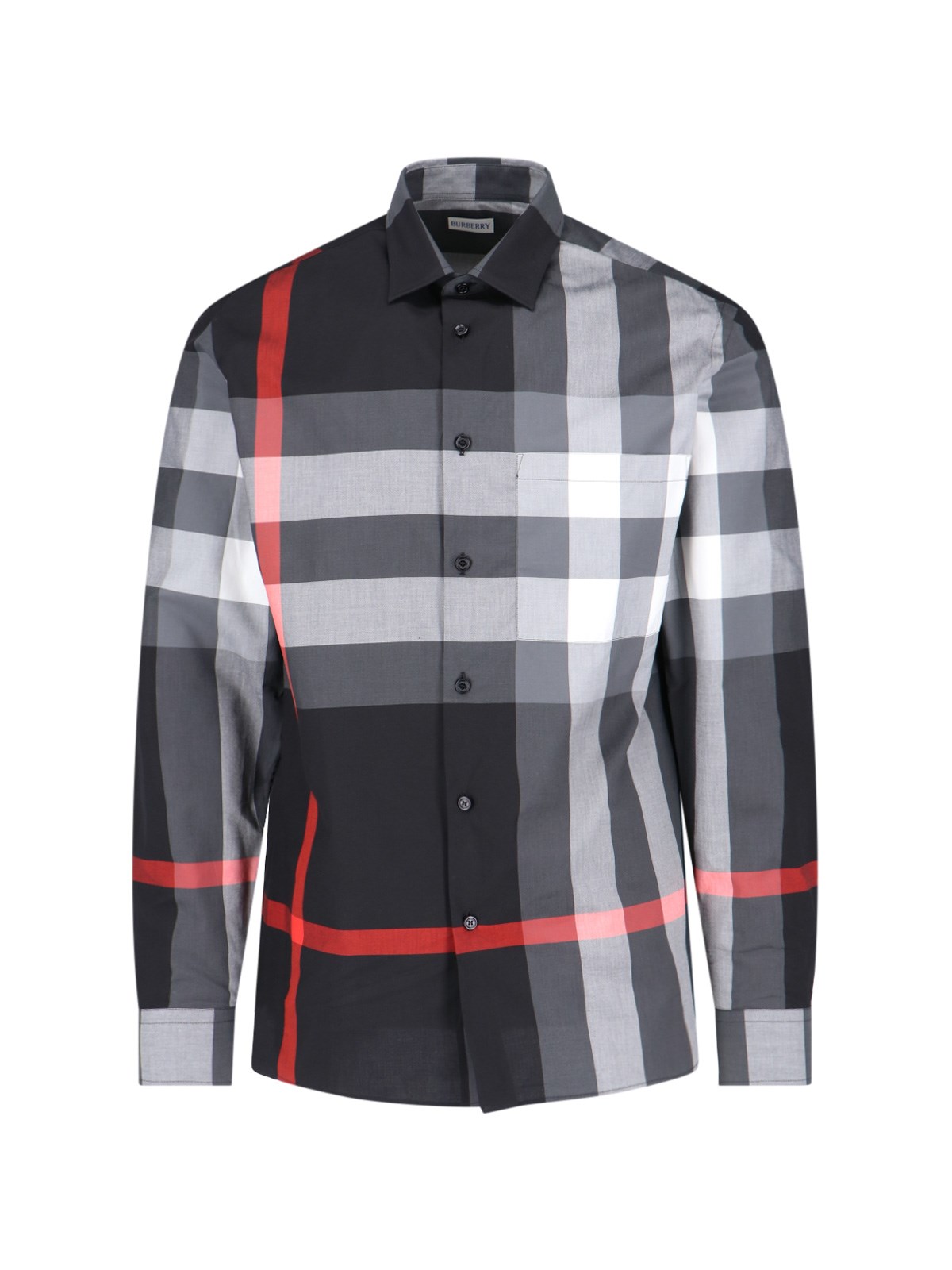 Shop Burberry 'check' Shirt In Black  