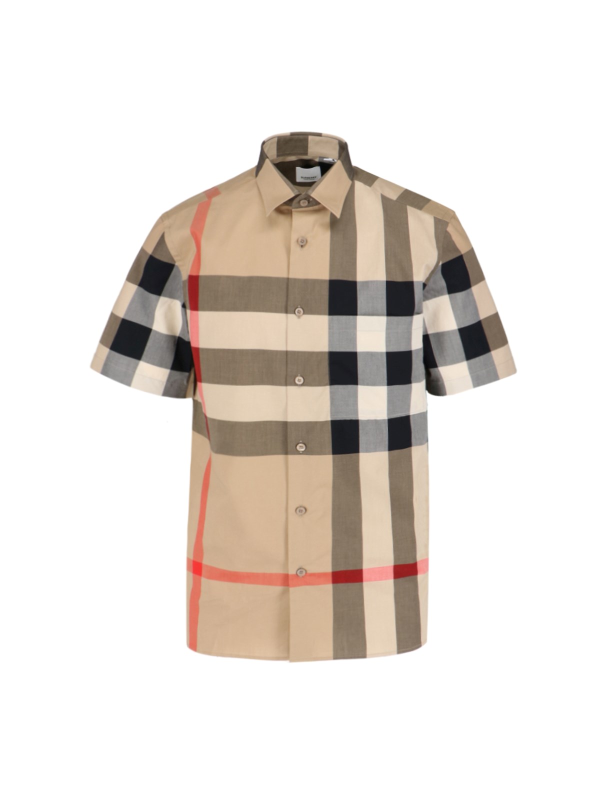 Shop Burberry "check" Shirt In Beige