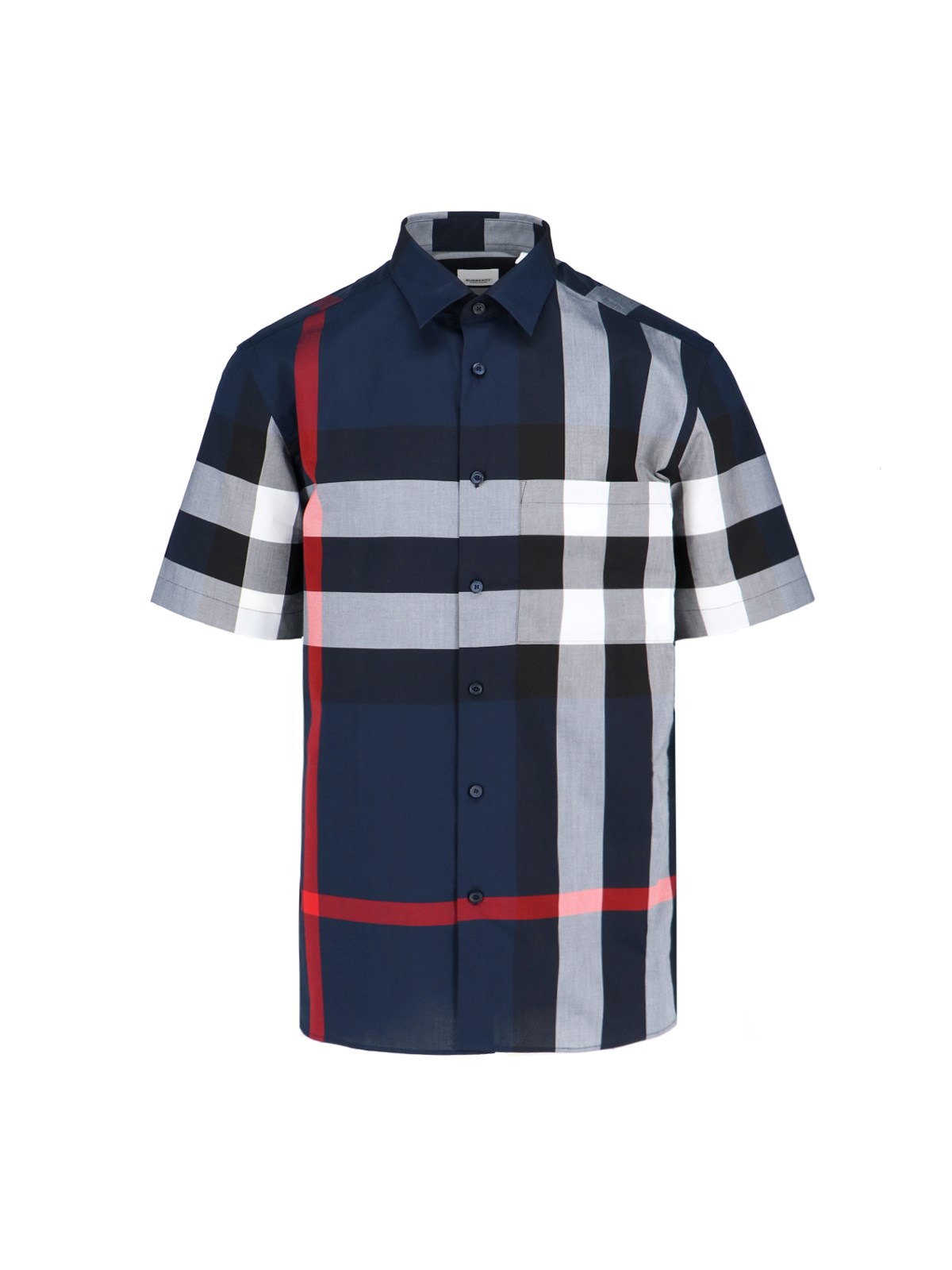 Shop Burberry Check Shirt In Blue