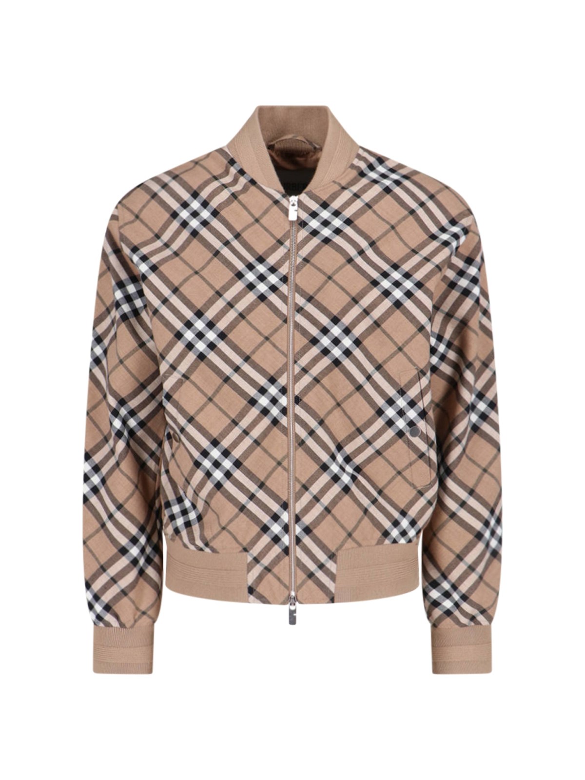 Burberry Mens Linden Ip Check Check-pattern Relaxed-fit Wool-blend Bomber Jacket In Beige