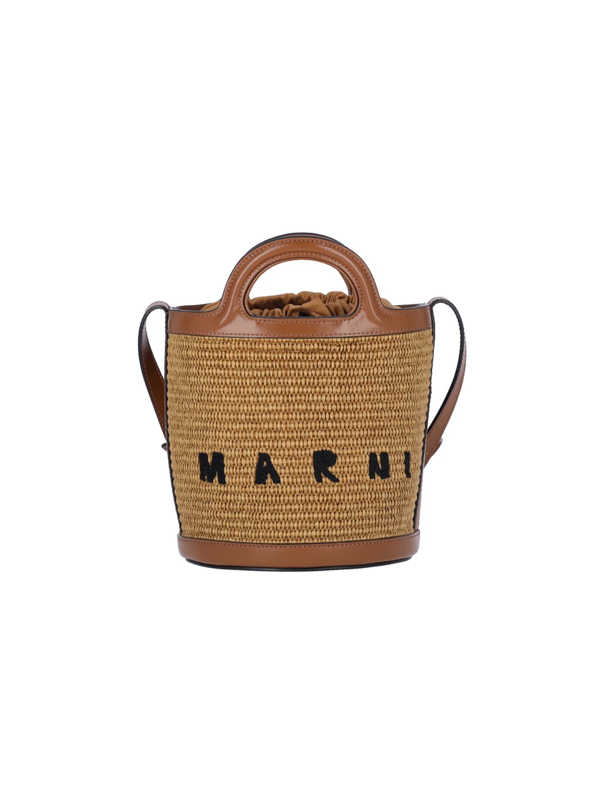 Shop Marni Small Bucket Bag ‘tropicalia' In Brown