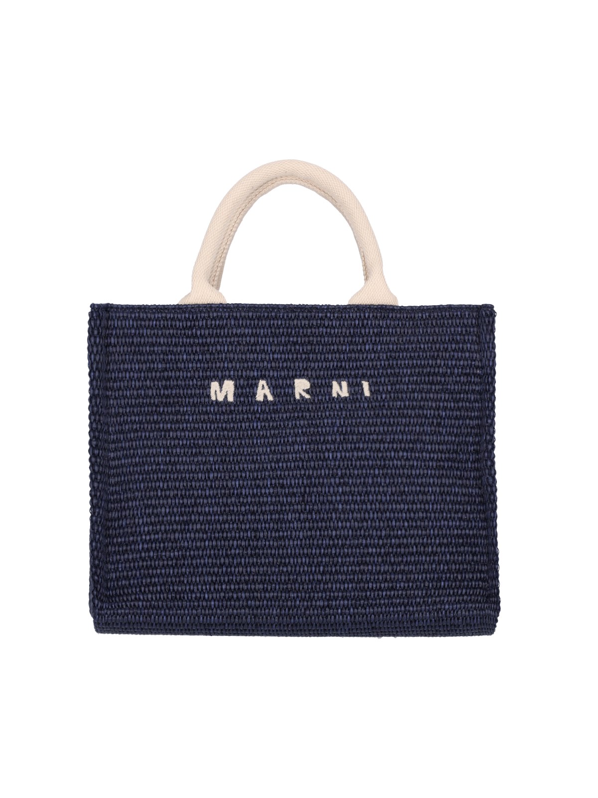 Shop Marni Small Logo Tote Bag In Blue