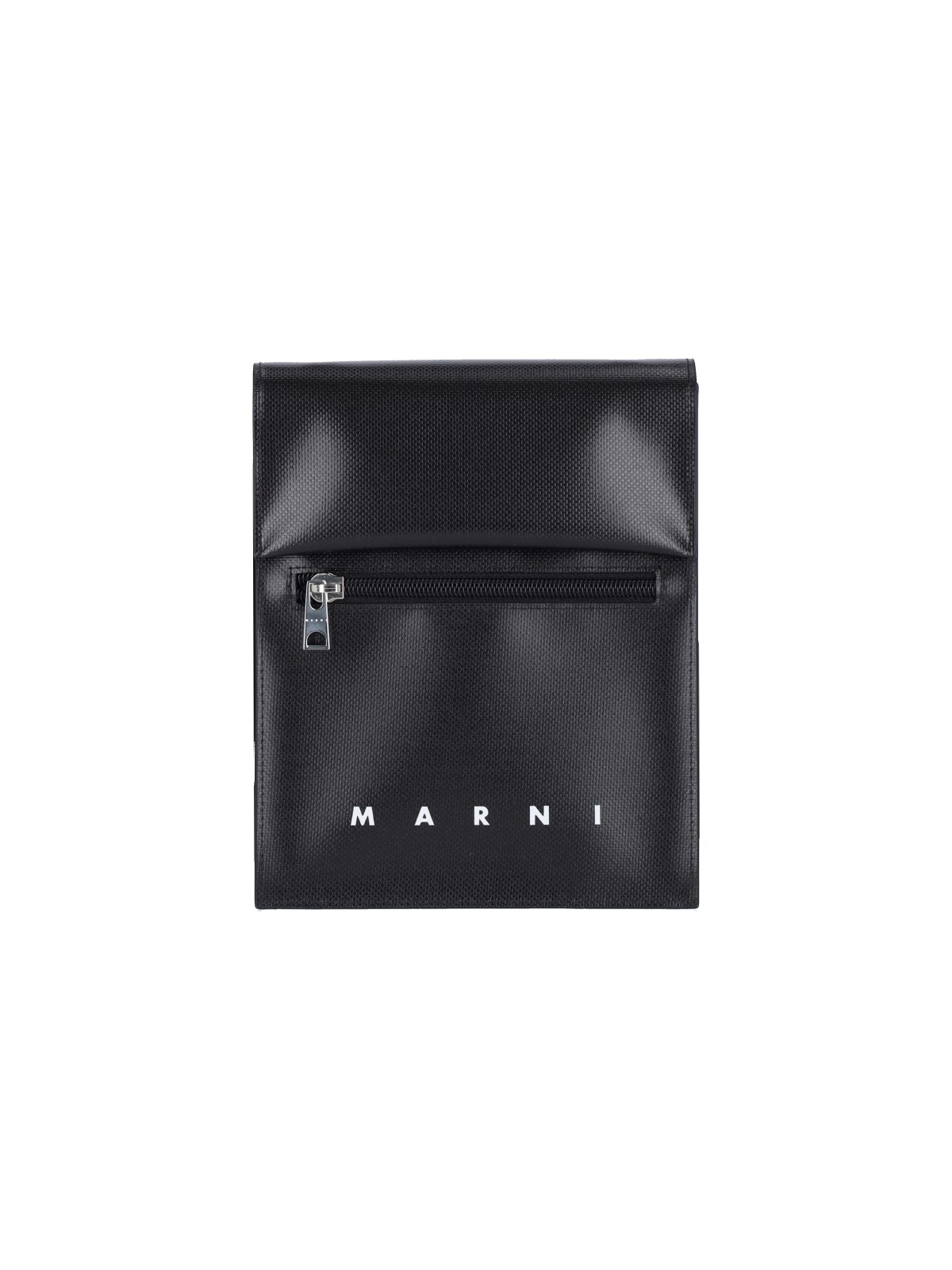 Shop Marni Logo Shoulder Bag In Black  