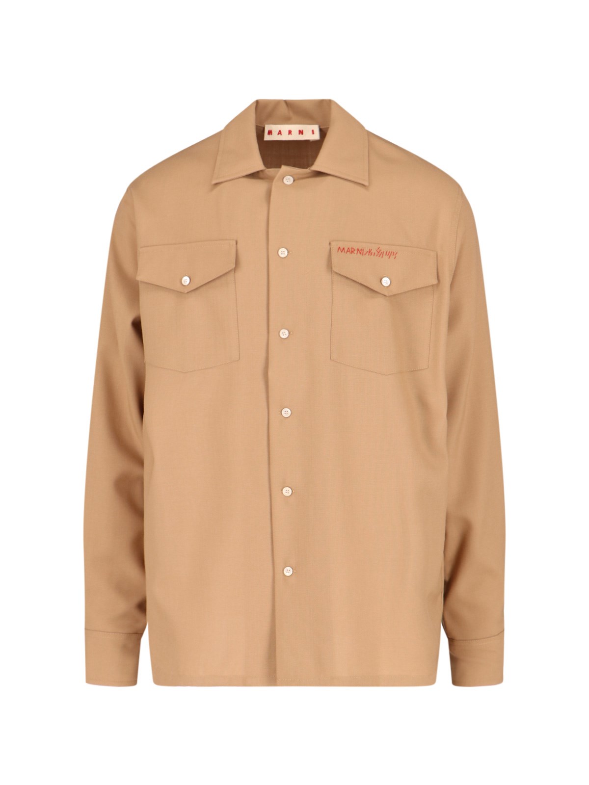 Shop Marni Multipocket Logo Shirt In Brown