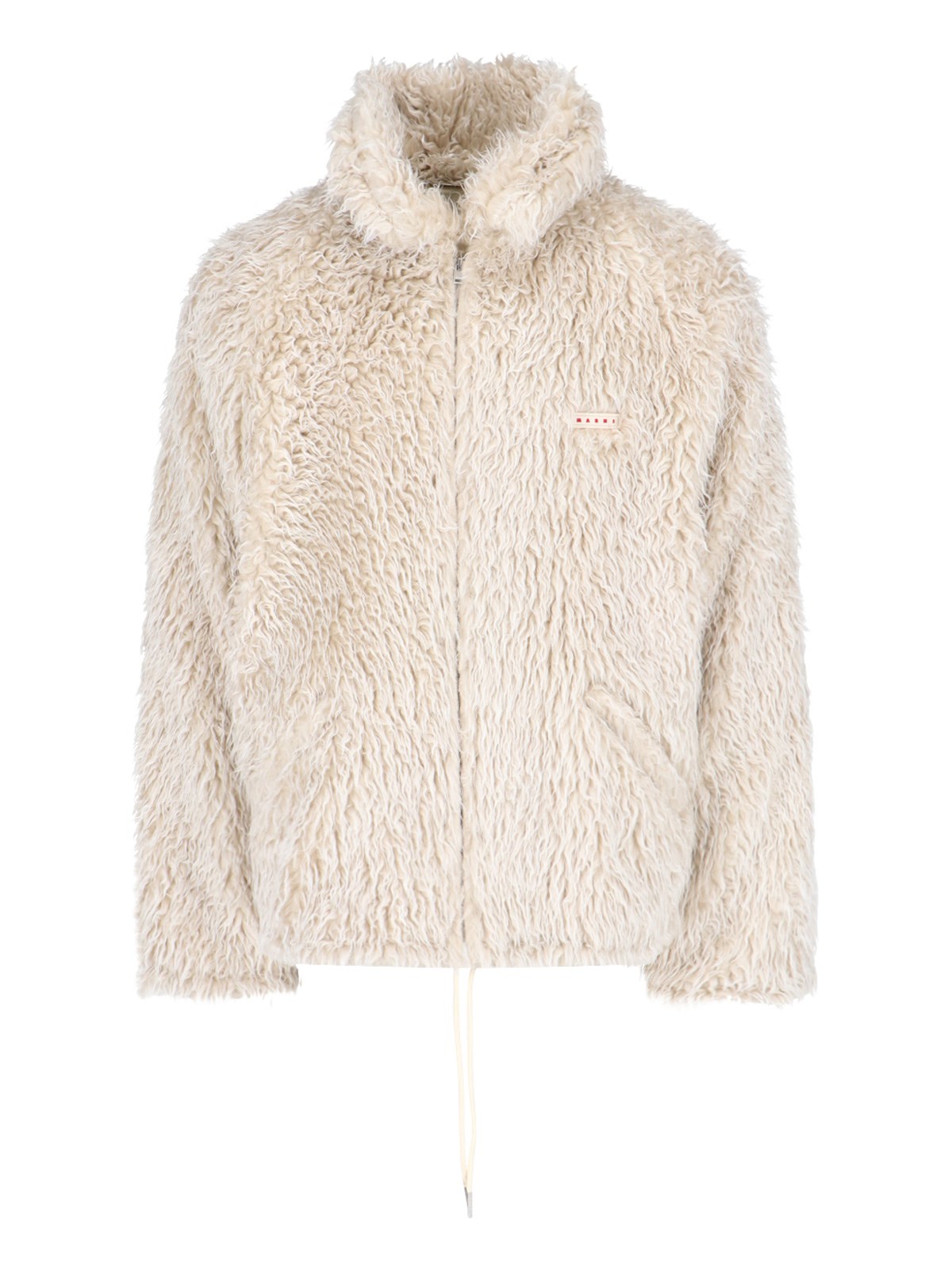 Marni Faux Shearling Hooded Jacket In Cream
