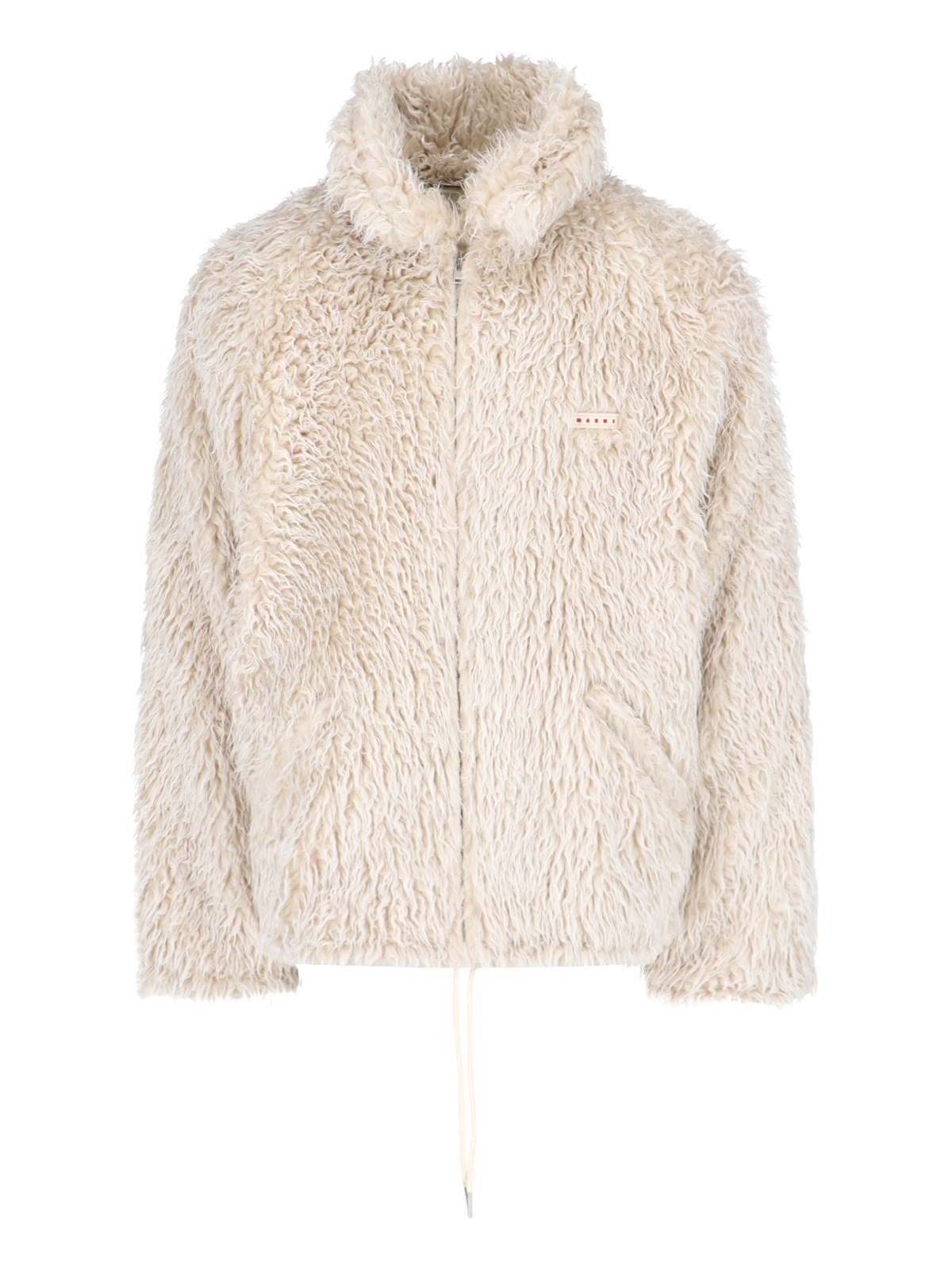 Shop Marni Faux Shearling Hooded Jacket In Cream