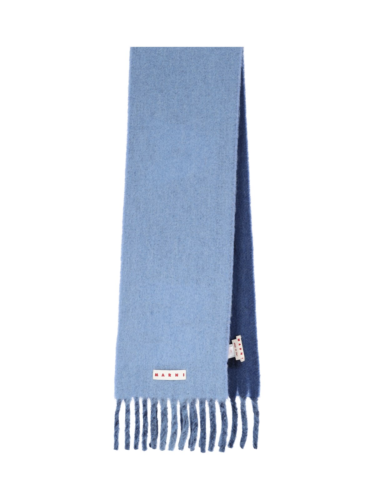 Shop Marni Reversible Wool Blend Scarf In Blue