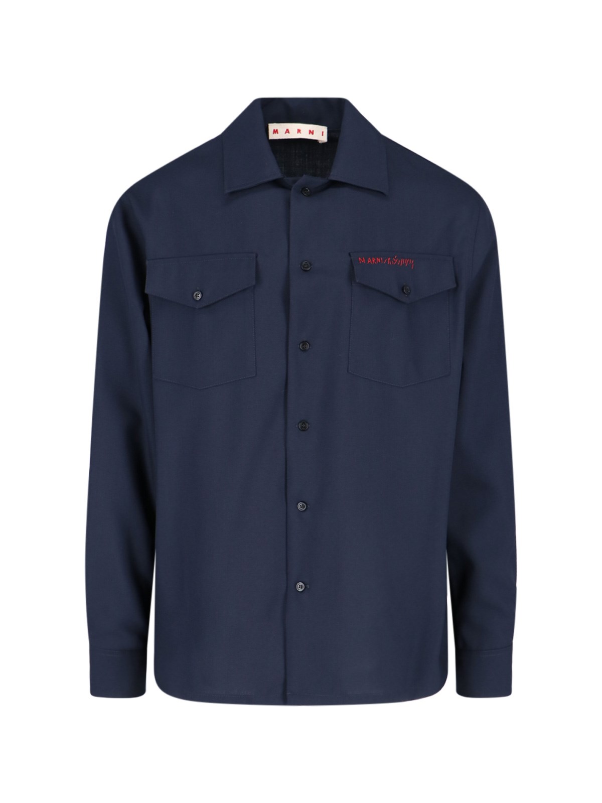 Shop Marni Multipocket Logo Shirt In Blue