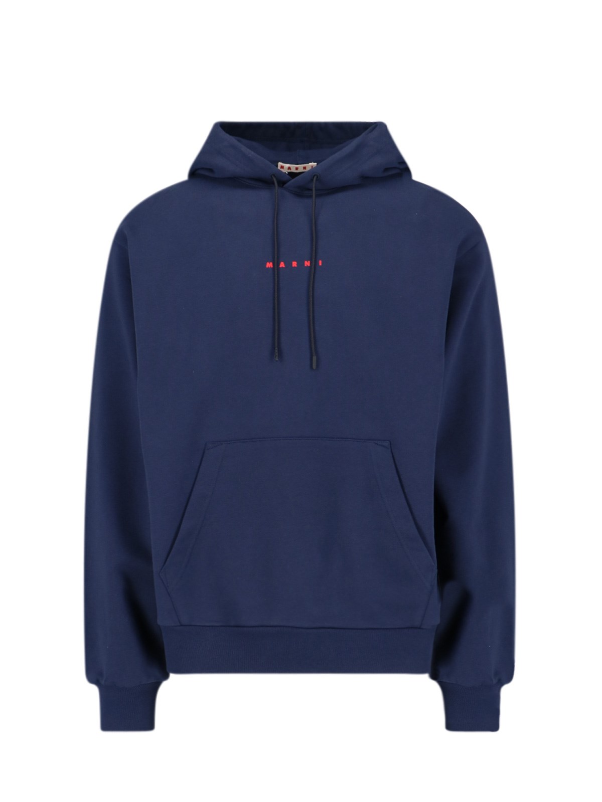 Shop Marni Logo Hoodie In Blue