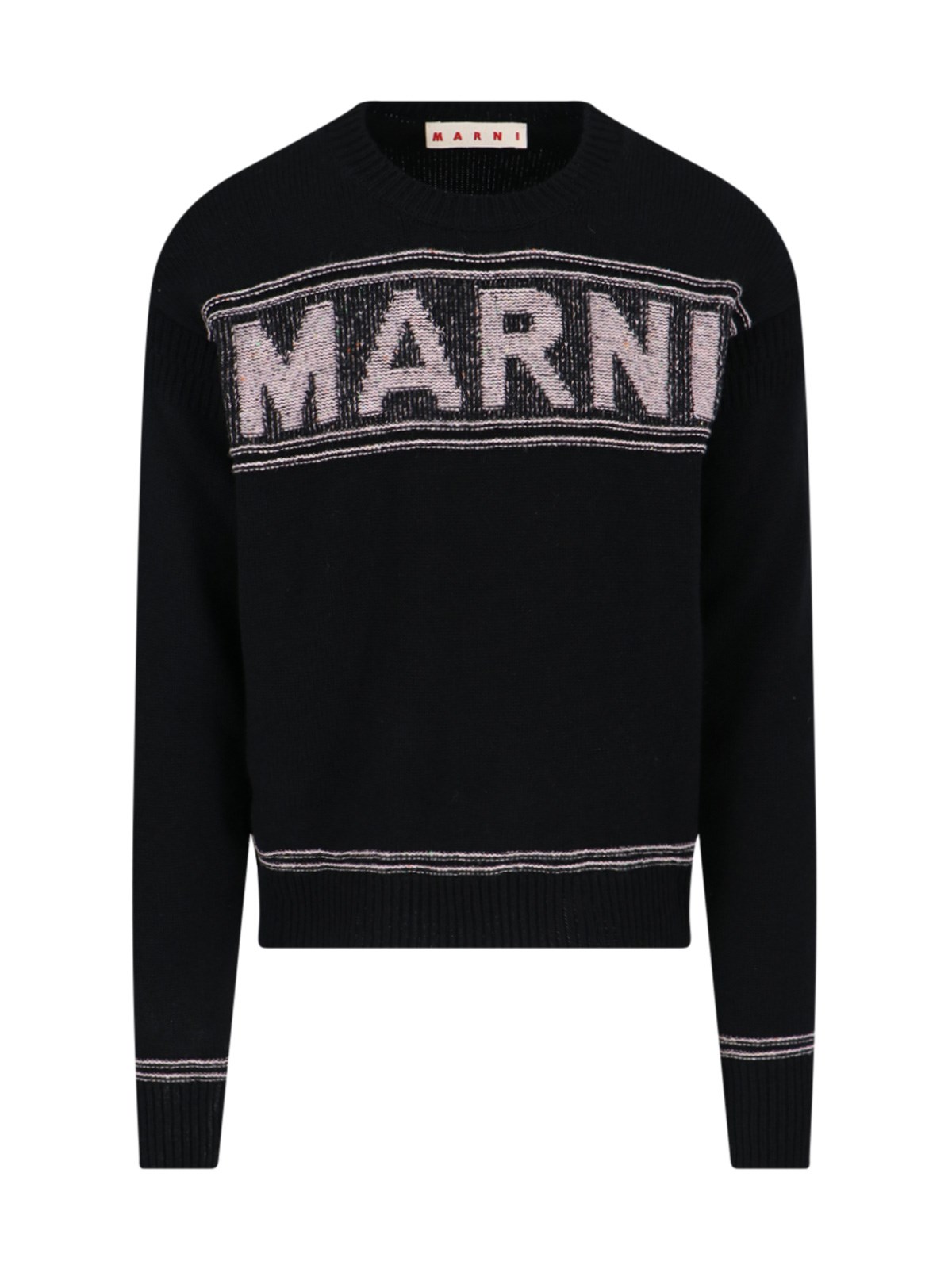 Shop Marni Logo Crewneck Jumper In Black  