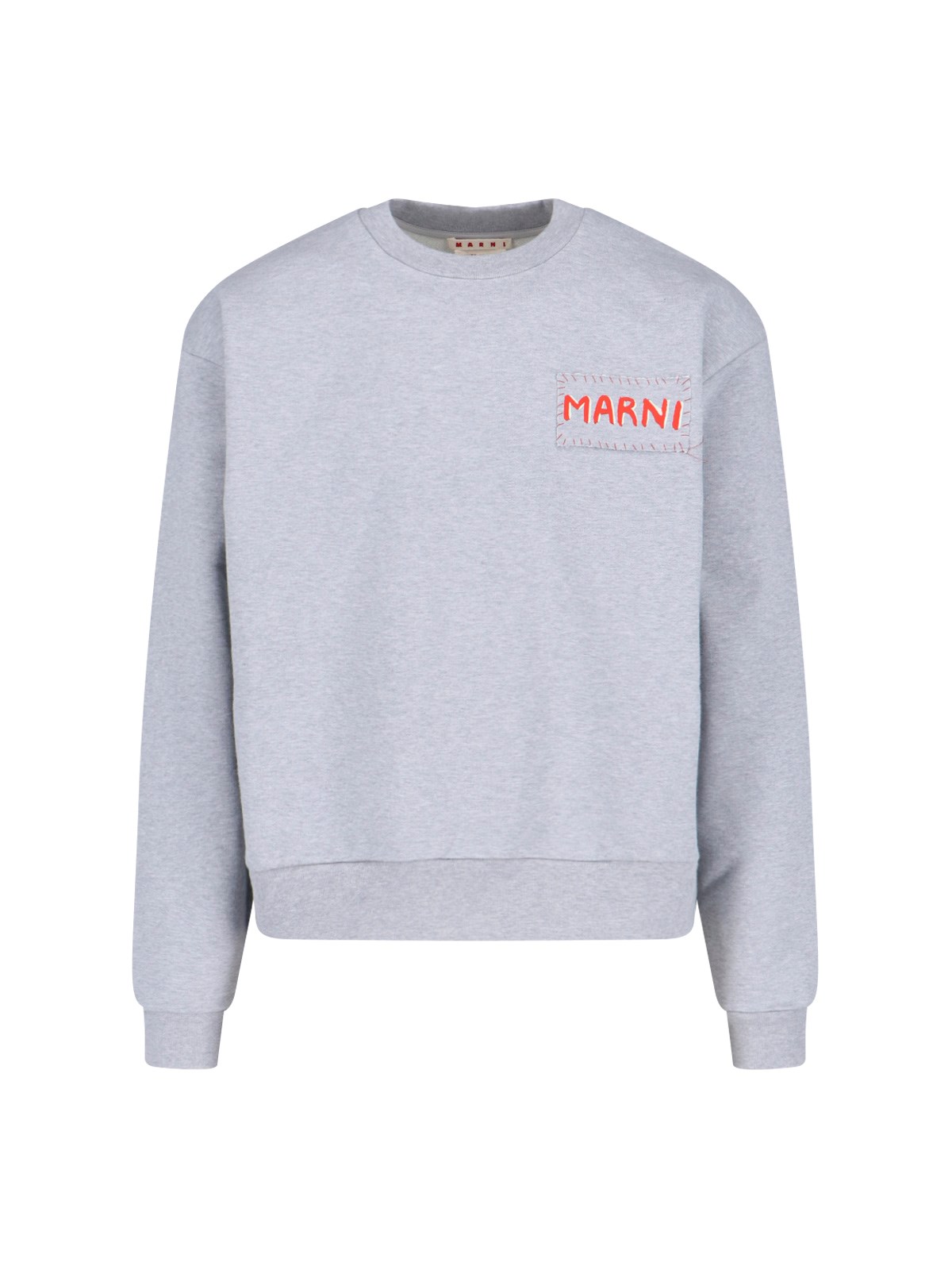 Shop Marni Logo Crewneck Sweatshirt In Gray