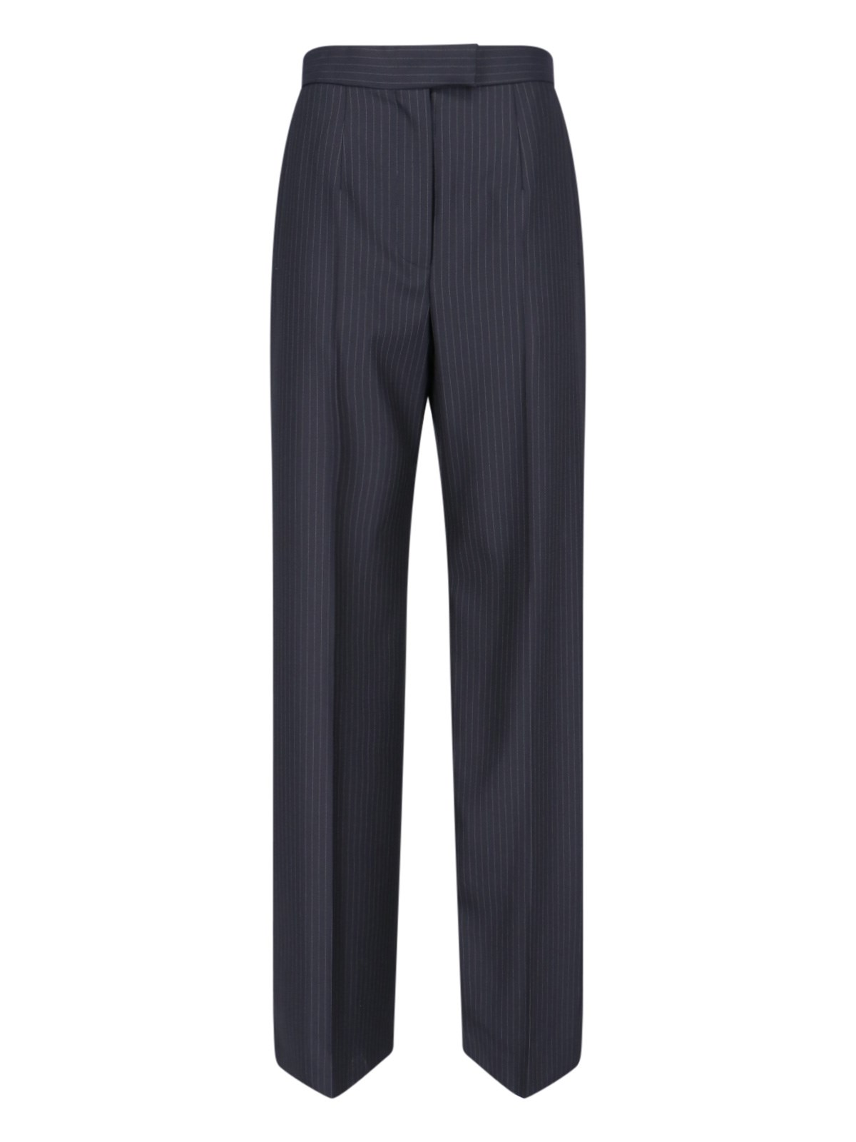 Shop Alexander Mcqueen Pinstripe Wool Chinos In Blue