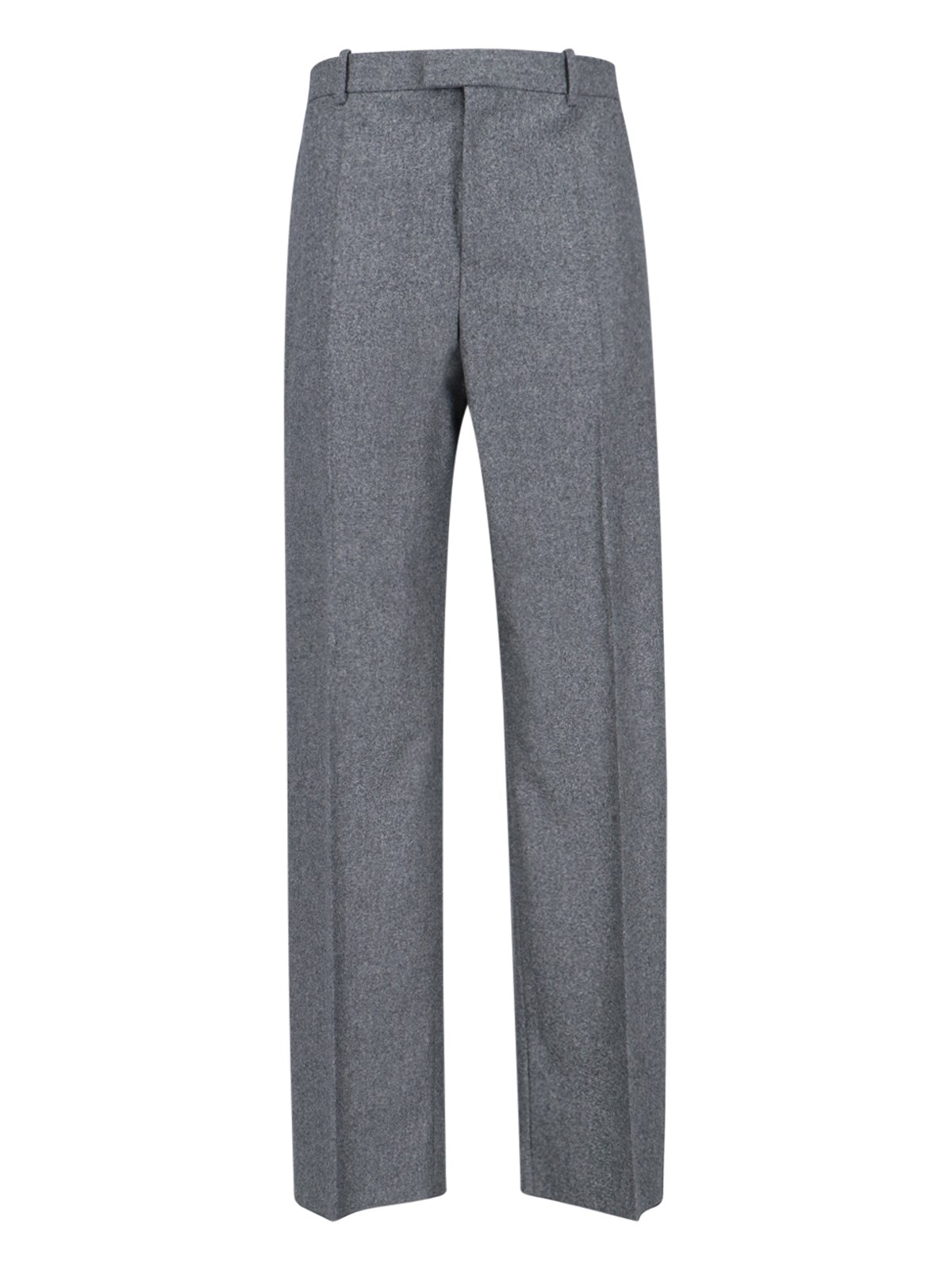 Shop Bottega Veneta Straight Flannel Pants In Gray