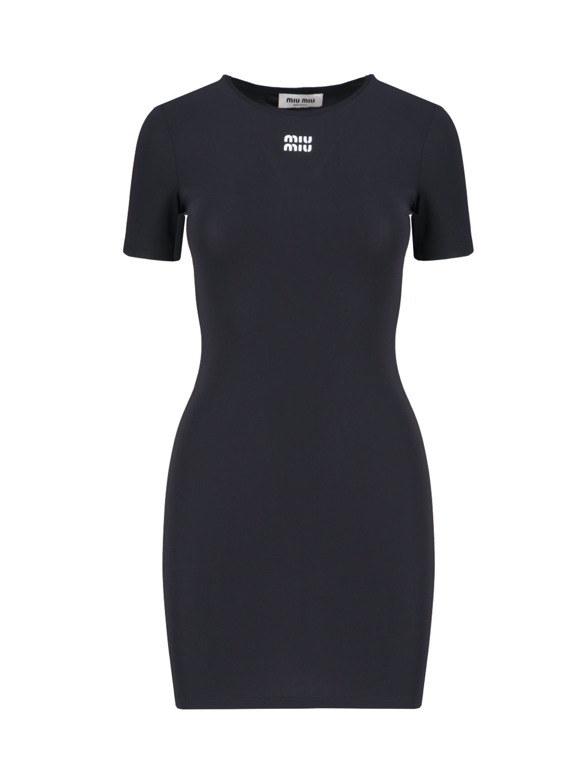 Shop Miu Miu Logo Midi Dress In Black  