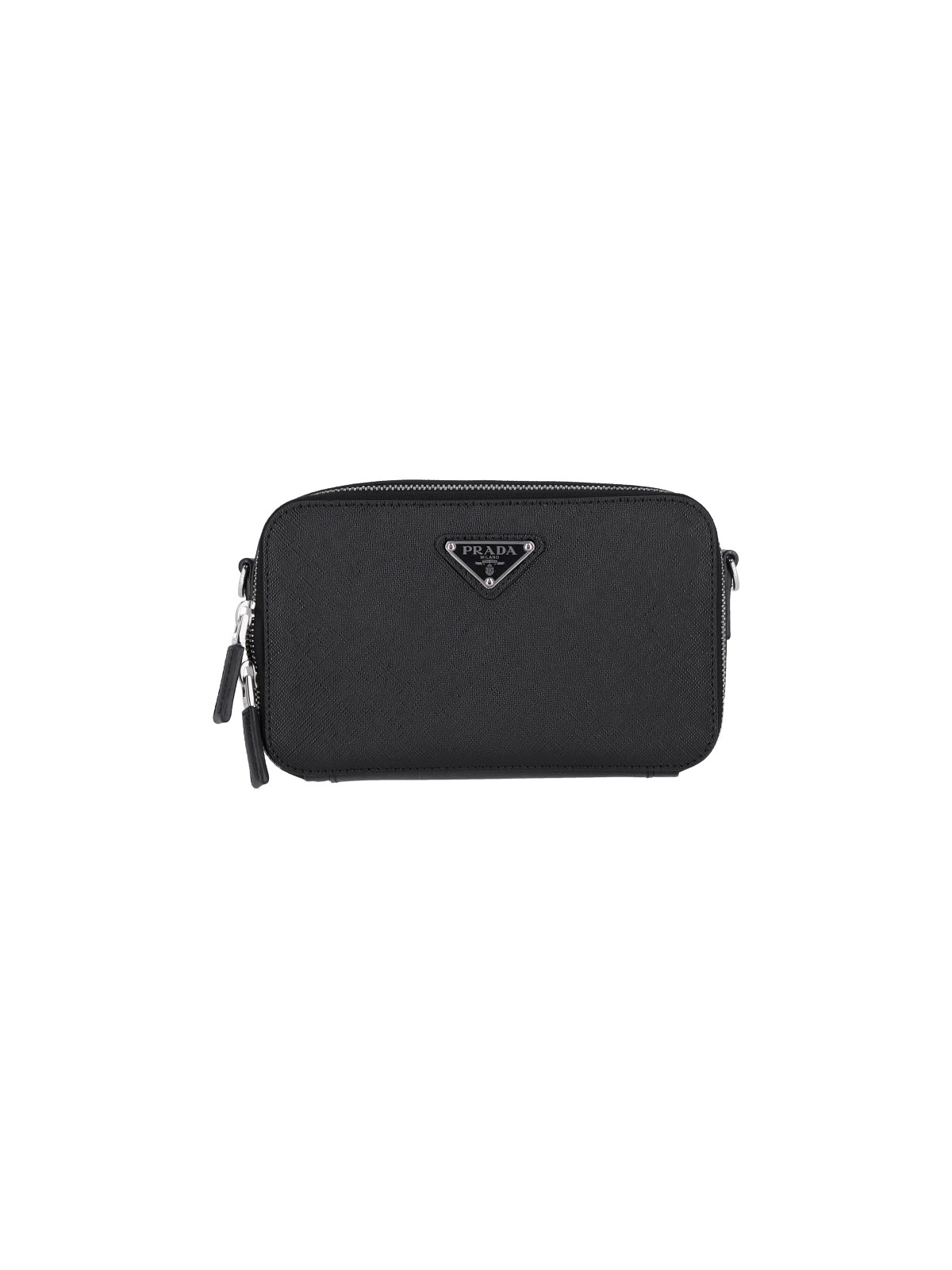 Shop Prada Saffiano Crossbody Bag In Black  