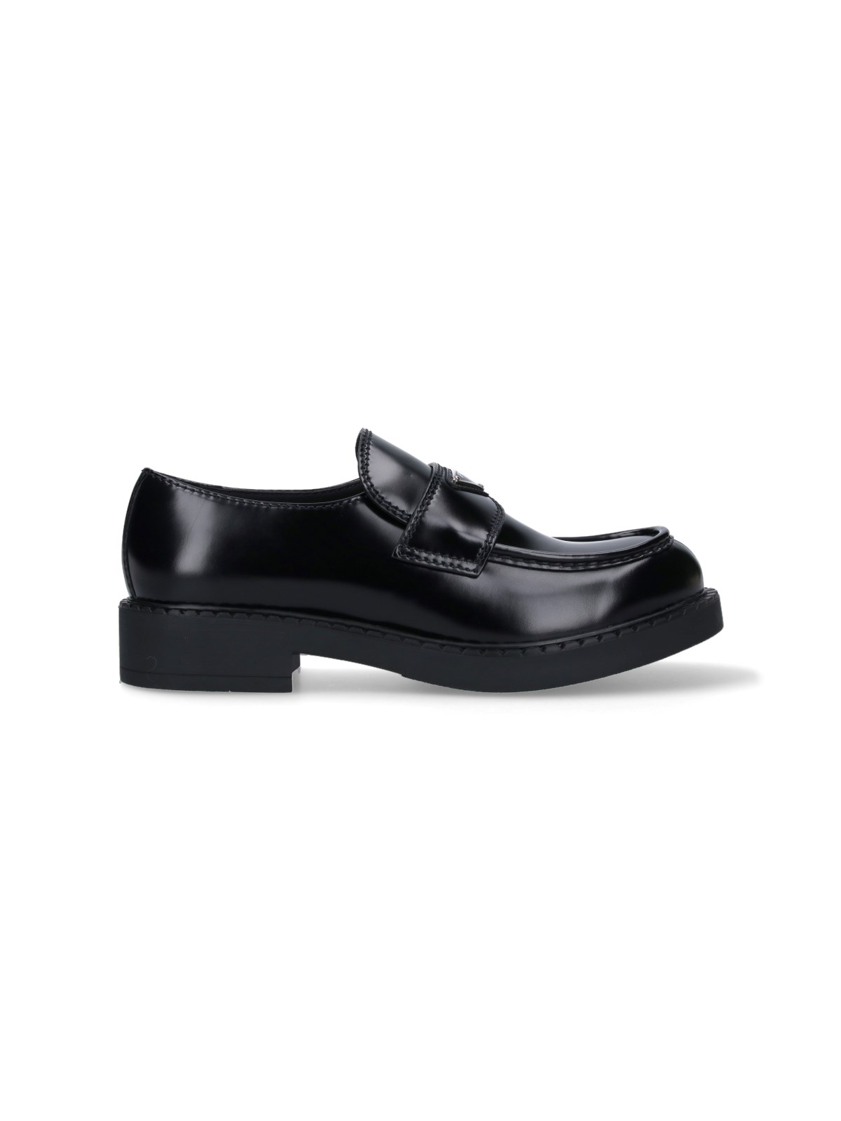 Shop Prada Logo Loafers In Black  
