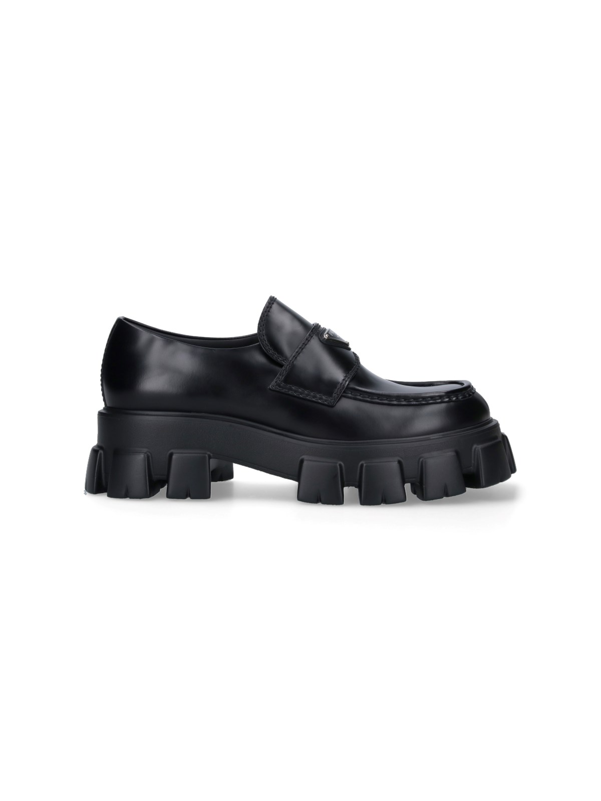 Shop Prada "monolith" Loafers In Black  