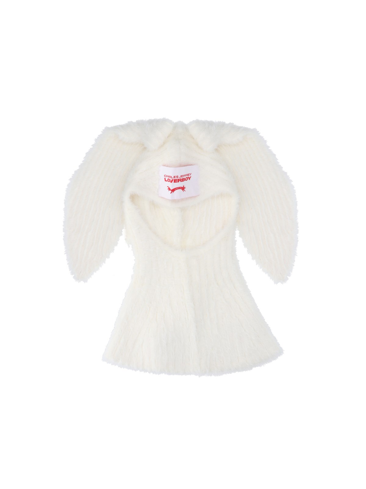 Shop Charles Jeffrey Loverboy "fluffy Chunky Rabbit" Balaclava In White