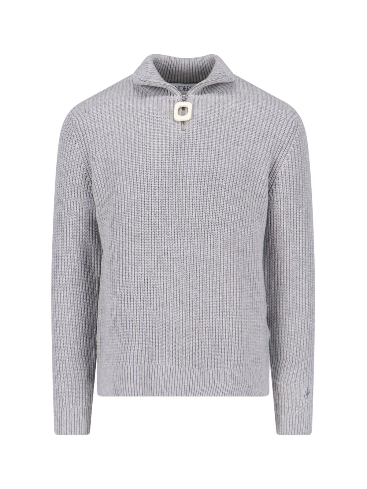 Shop Jw Anderson Logo Zip Sweater In Gray