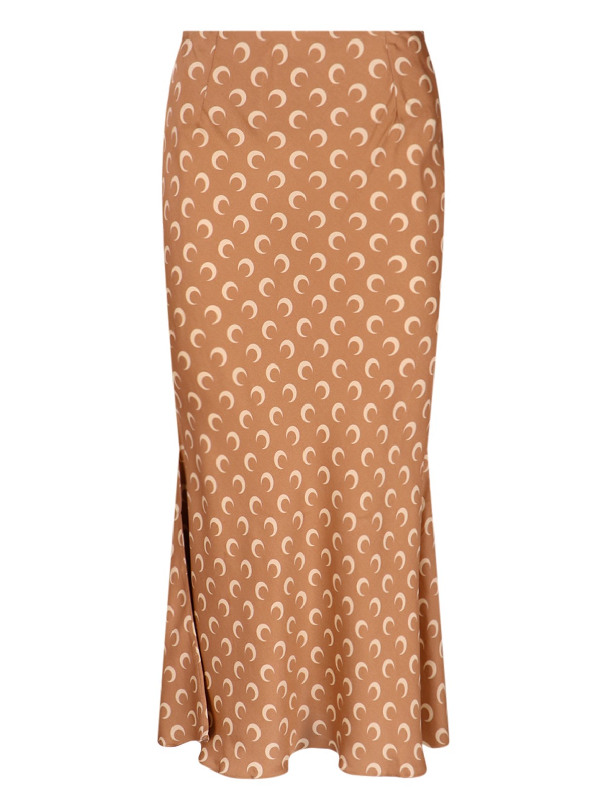 Shop Marine Serre 'flou Moon' Midi Skirt In Brown