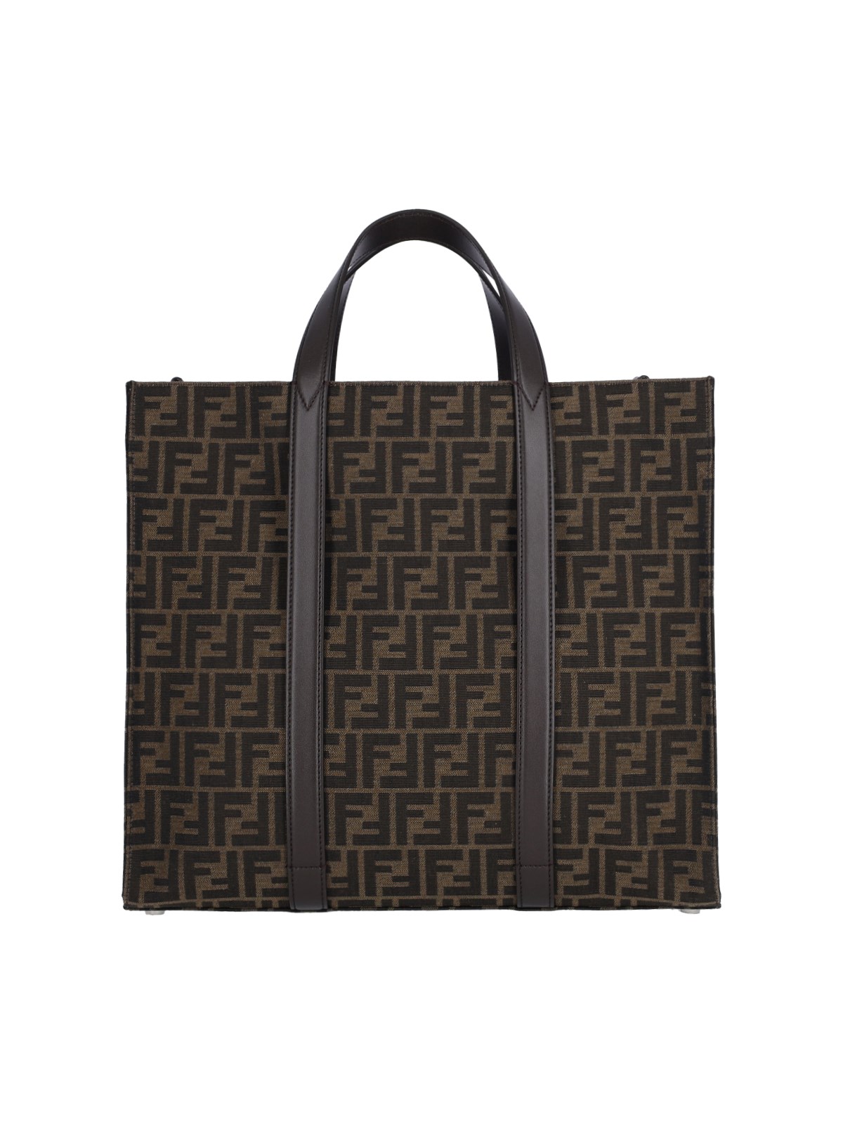 Shop Fendi 'jacquard Ff' Tote Bag In Brown