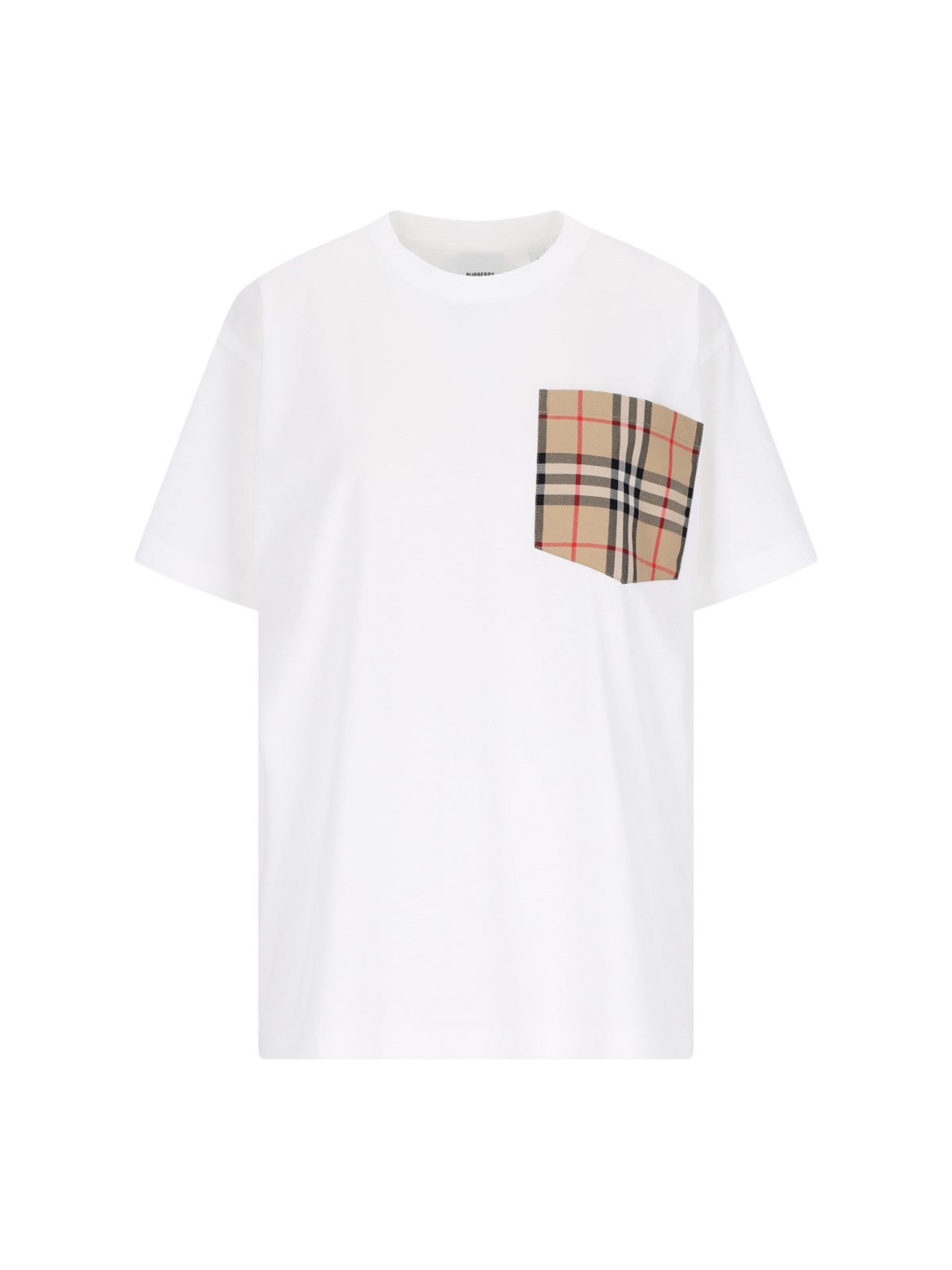 Shop Burberry "check" Pocket Detail T-shirt In White