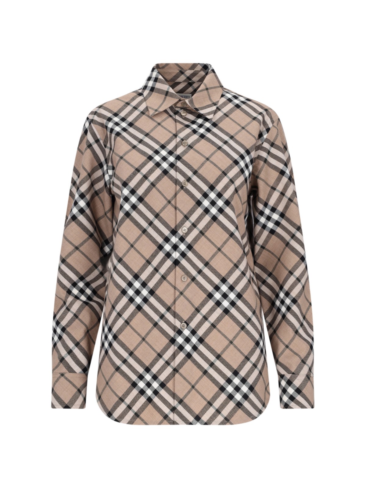 Shop Burberry 'check' Shirt In Brown