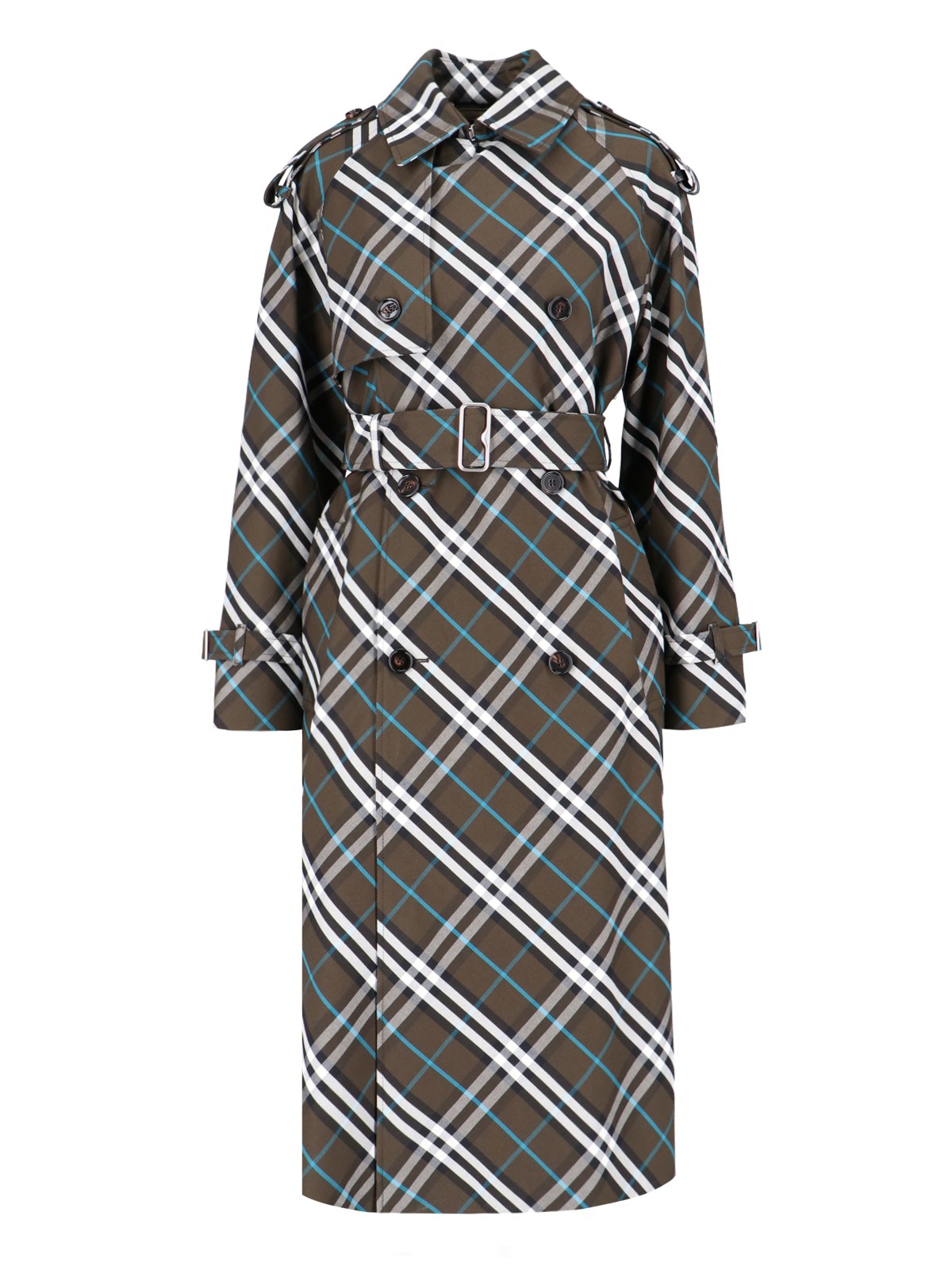 BURBERRY 'CHECK' DOUBLE-BREASTED MIDI TRENCH COAT 