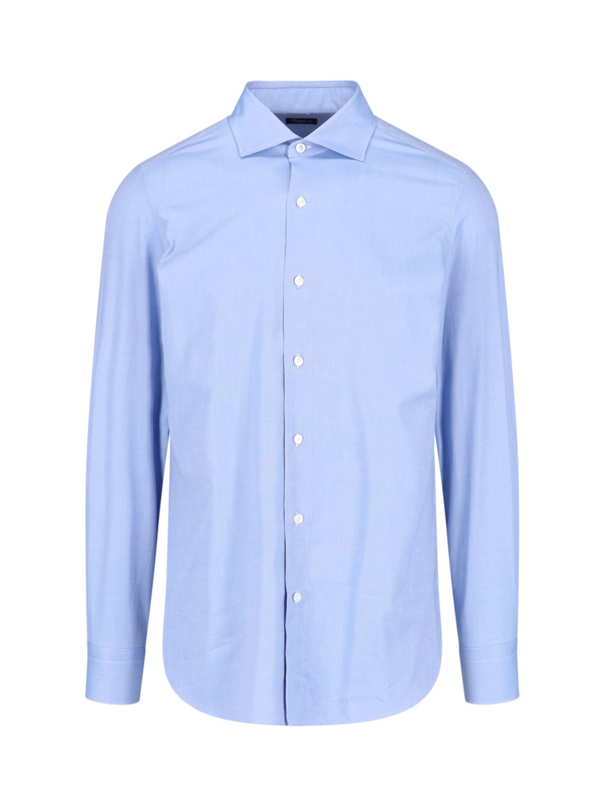 Finamore 1925 Classic Shirt In Light Blue Cotton Classic Collar In Light Blue