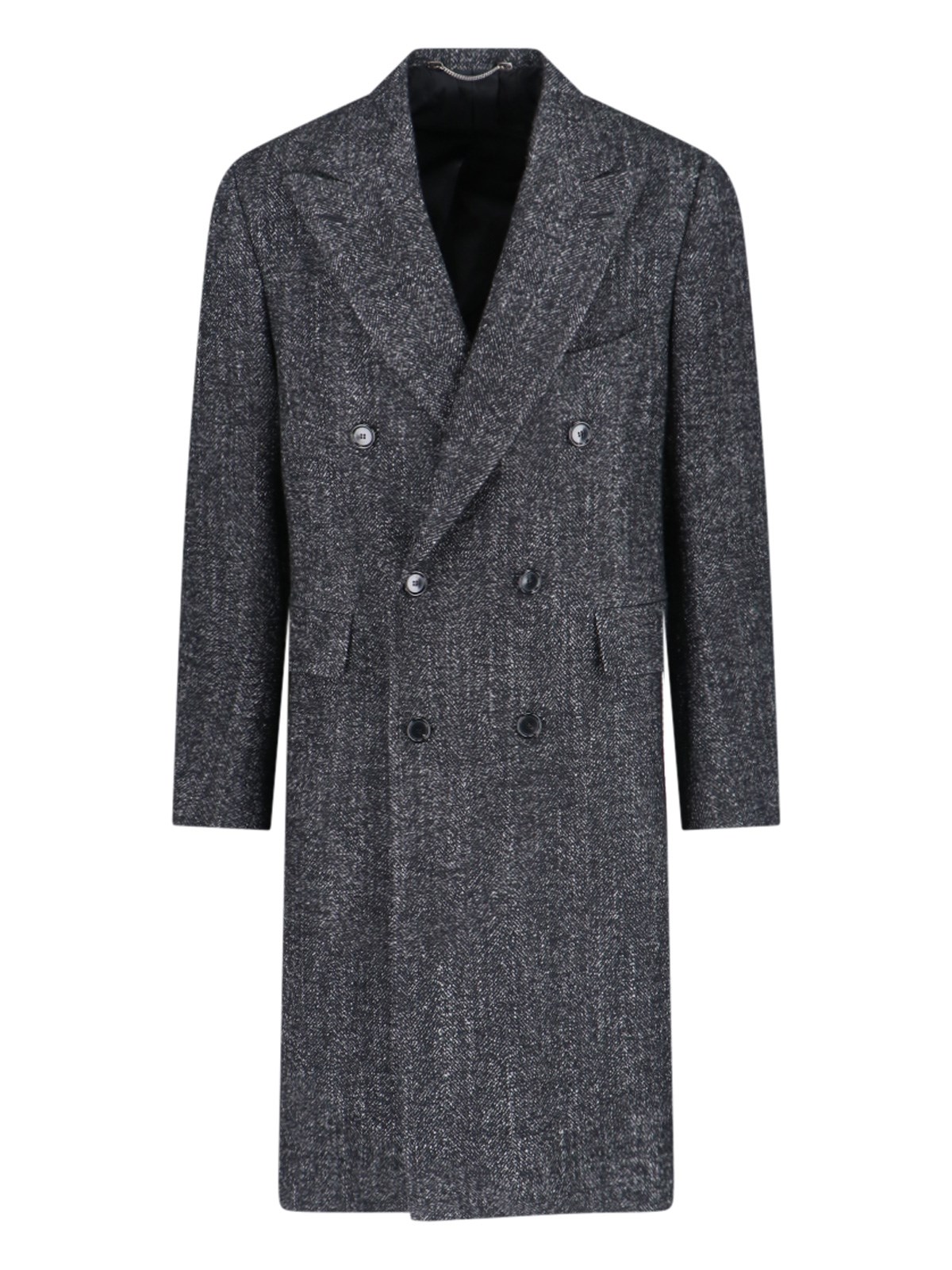 Shop Cesare Attolini Double-breasted Coat In Black  