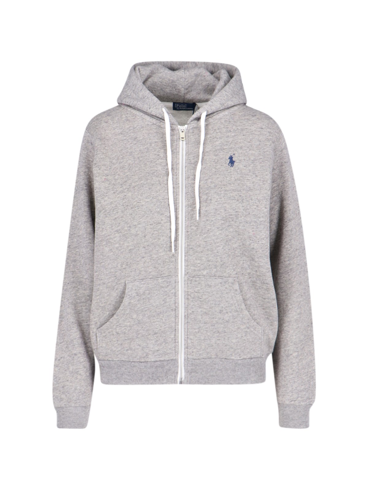 Shop Polo Ralph Lauren Logo Zip Sweatshirt In Gray